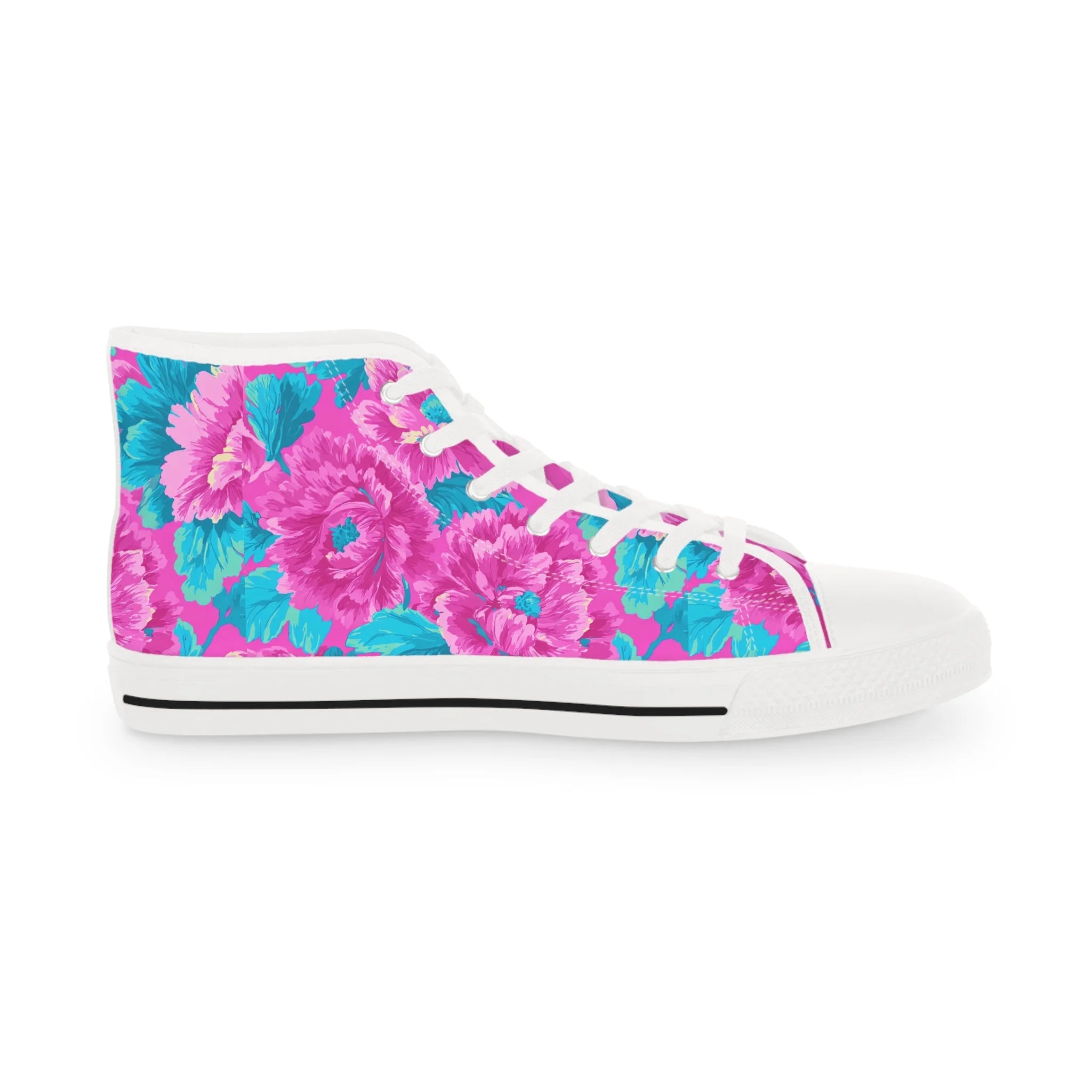 80s Dreamscape Floral High Tops with Deodorant Memory Foam, Artsulli - Art is Long, Life is Short, Shoes, , , , , , , 