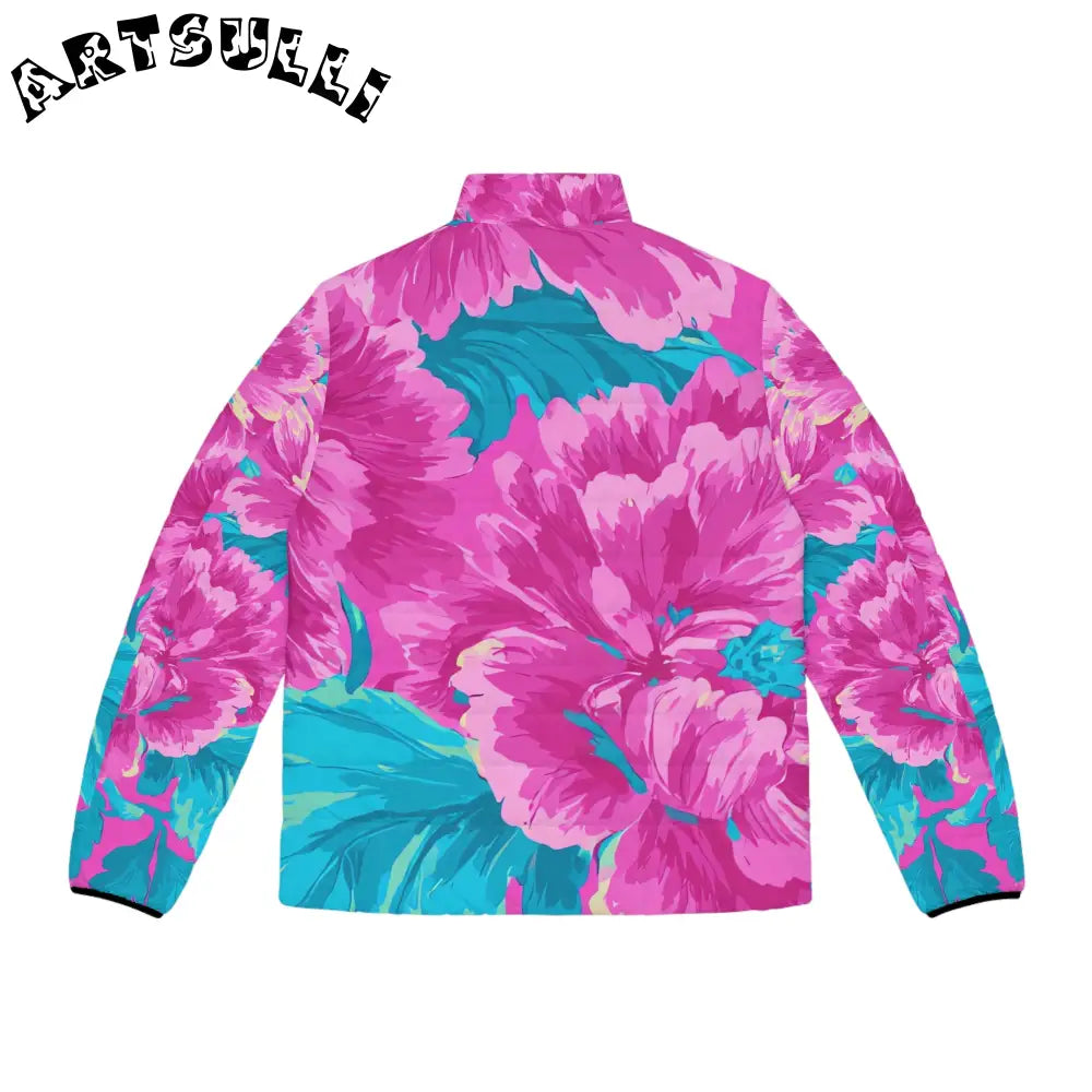 80s Dreamscape Floral Men's Puffer Jacket (AOP), Artsulli - Art is Long, Life is Short, All Over Prints, , , , , , , 