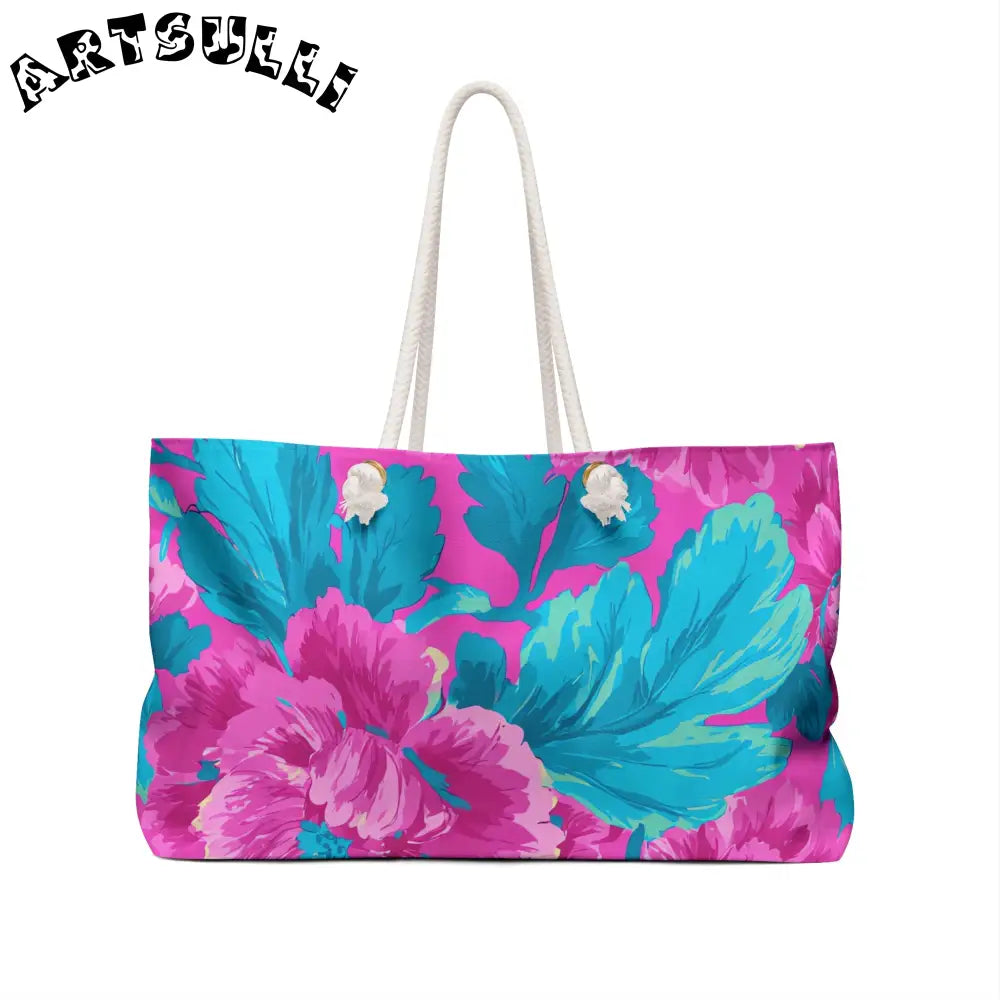 80s Dreamscape Floral Oversized Weekender Tote, Artsulli - Art is Long, Life is Short, Bags, , , , , , , 