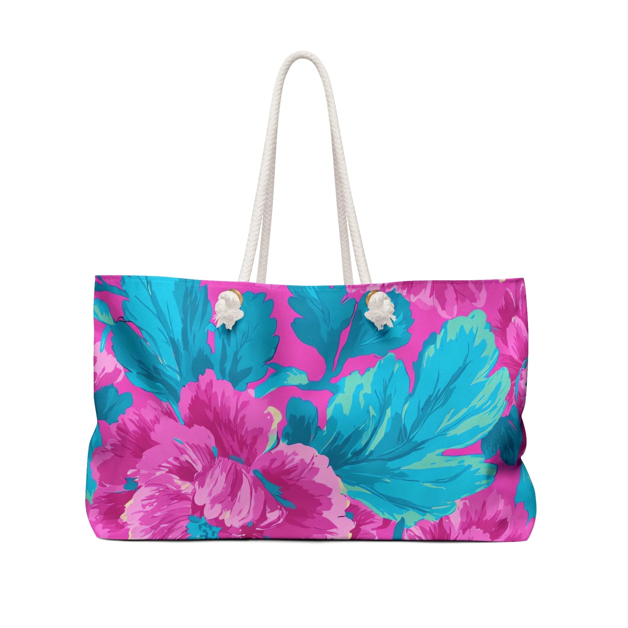 80s Dreamscape Floral Oversized Weekender Tote, Artsulli - Art is Long, Life is Short, Bags, , , , , , , 