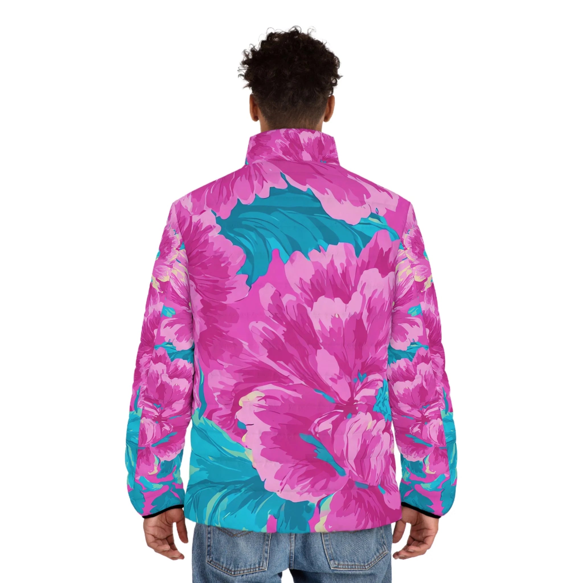 80s Dreamscape Floral Puffer Jacket, Artsulli - Art is Long, Life is Short, All Over Prints, , , , , , , 