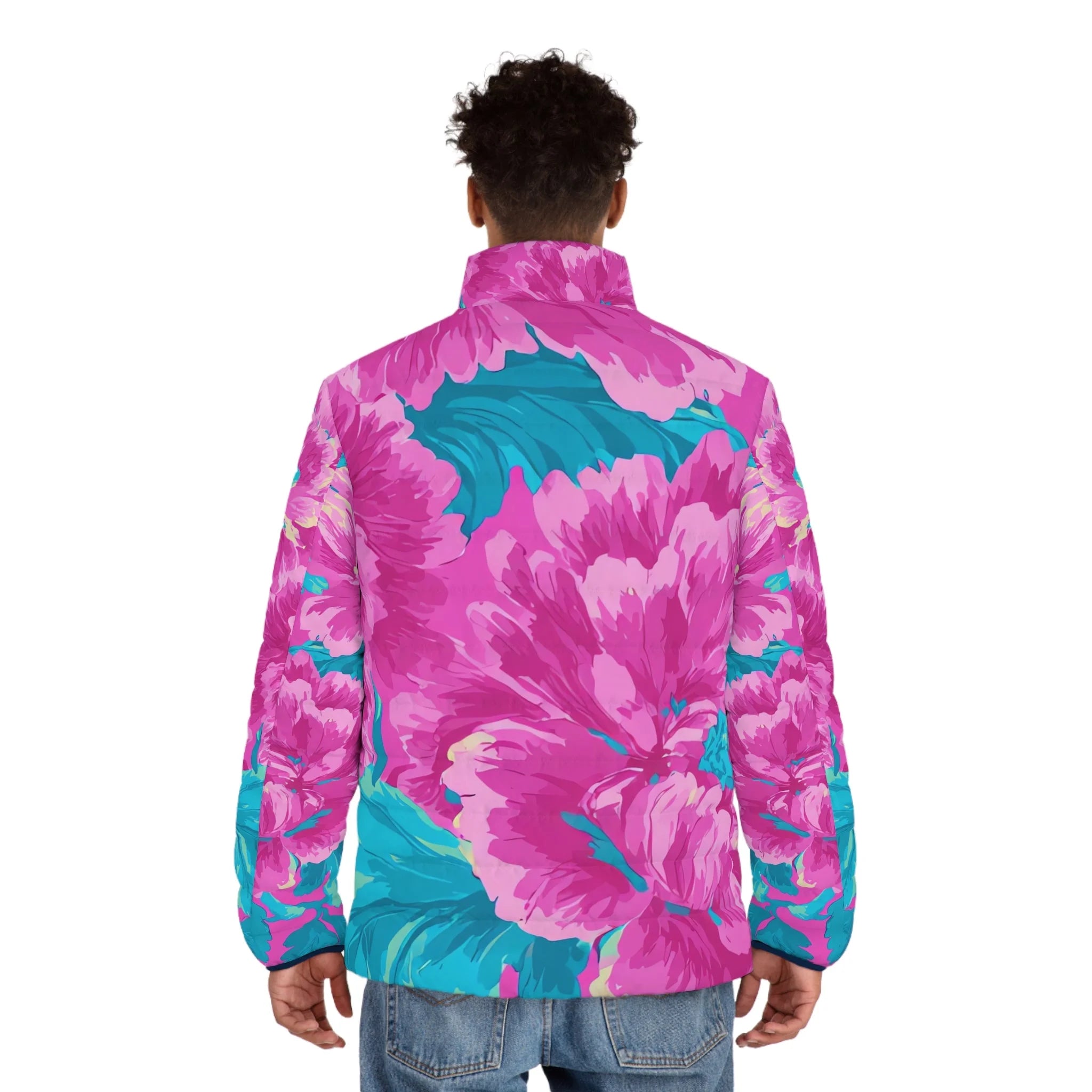 80s Dreamscape Floral Puffer Jacket, Artsulli - Art is Long, Life is Short, All Over Prints, , , , , , , 