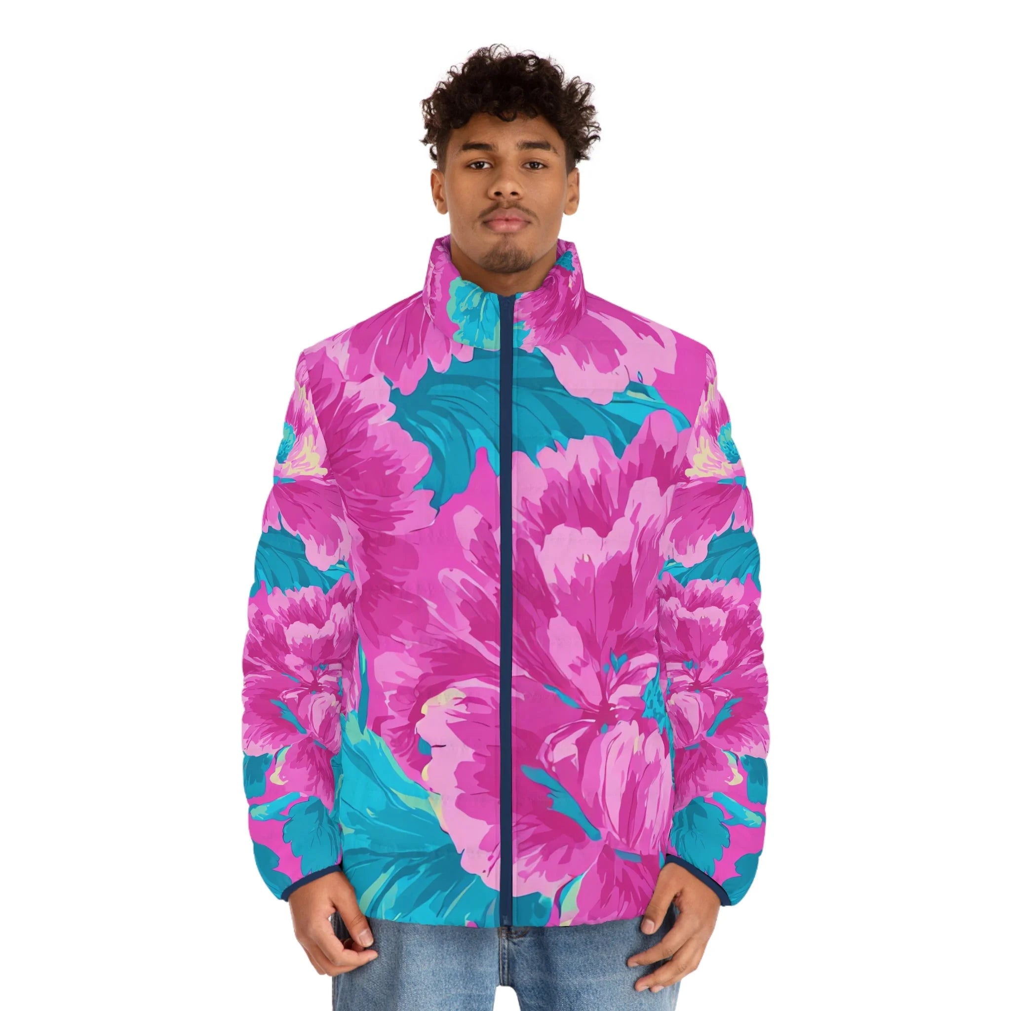 80s Dreamscape Floral Puffer Jacket, Artsulli - Art is Long, Life is Short, All Over Prints, , , , , , , 
