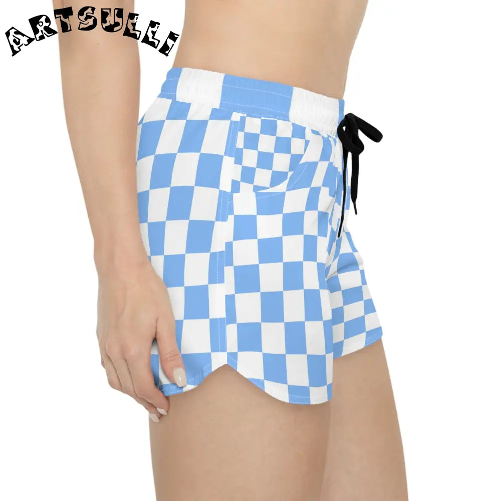 80s Surf Magic Checkered Athletic Shorts, Artsulli - Art is Long, Life is Short, All Over Prints, , , , , , , 