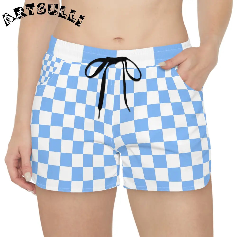 80s Surf Magic Checkered Athletic Shorts, Artsulli - Art is Long, Life is Short, All Over Prints, , , , , , , 