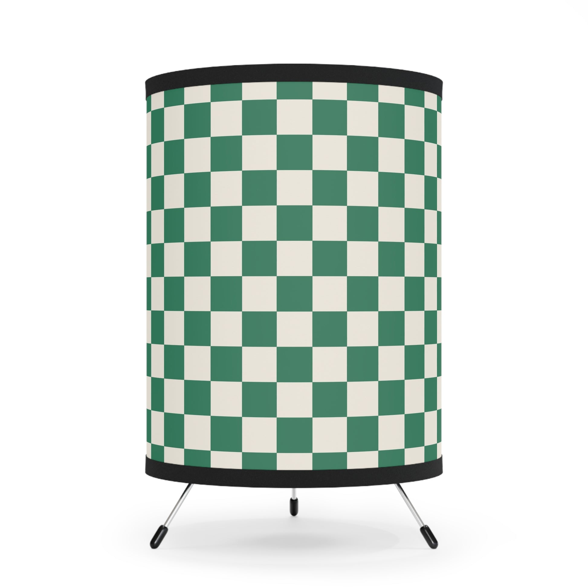 Checkerboard Dark Green Tripod Lamp with High-Res Printed Shade, US\CA plug, Artsulli - Art is Long, Life is Short, Home Decor, Size, One size, Color, Black, , , 13618936927056032599