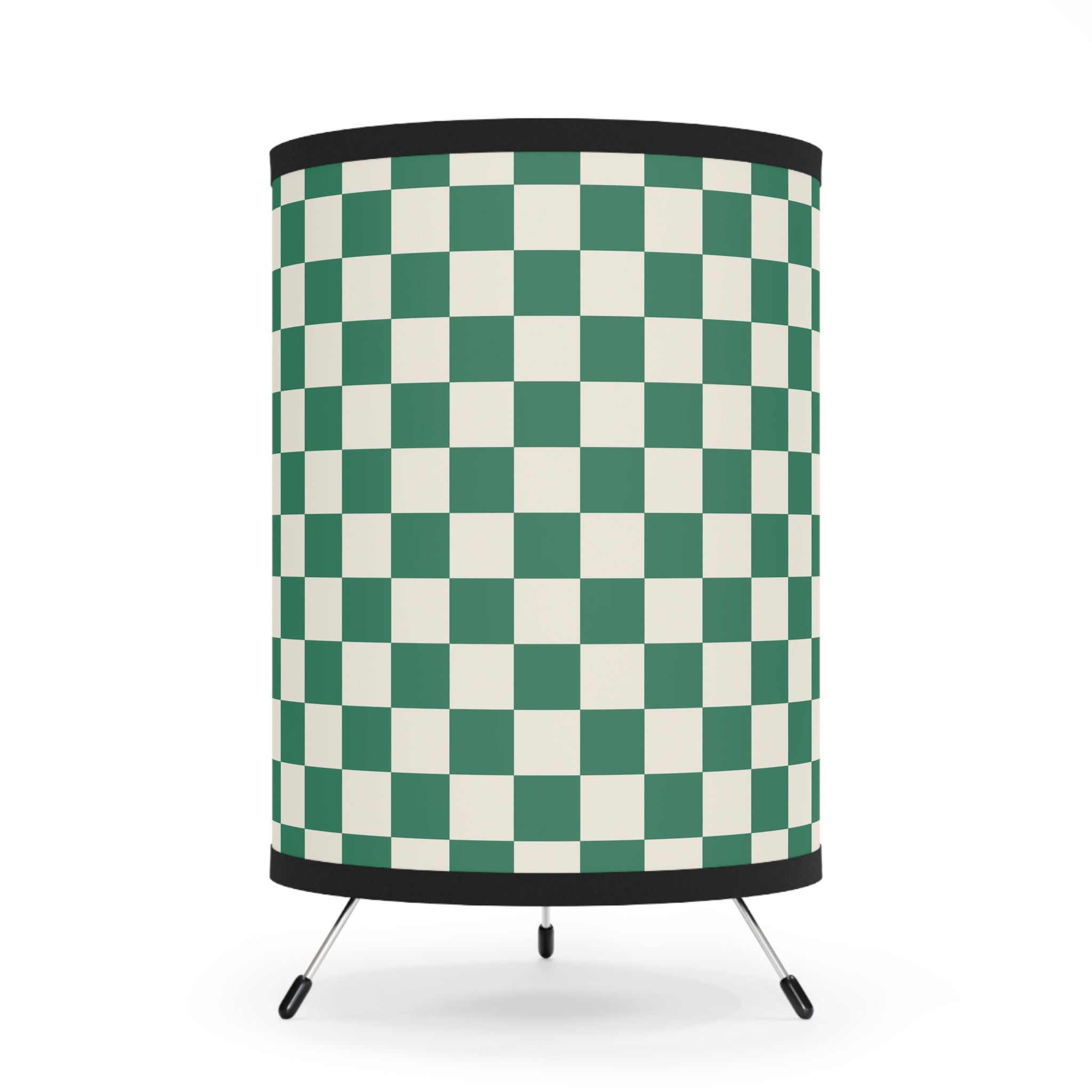 Checkerboard Dark Green Tripod Lamp with High-Res Printed Shade, US\CA plug, Artsulli - Art is Long, Life is Short, Home Decor, Size, One size, Color, Black, , , 13618936927056032599