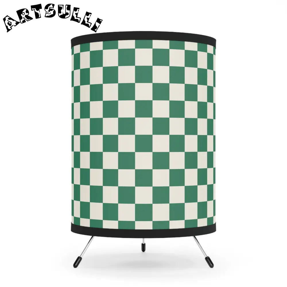 JAKKOUTTHEBXX Checkerboard Dark Green Tripod Lamp with High-Res