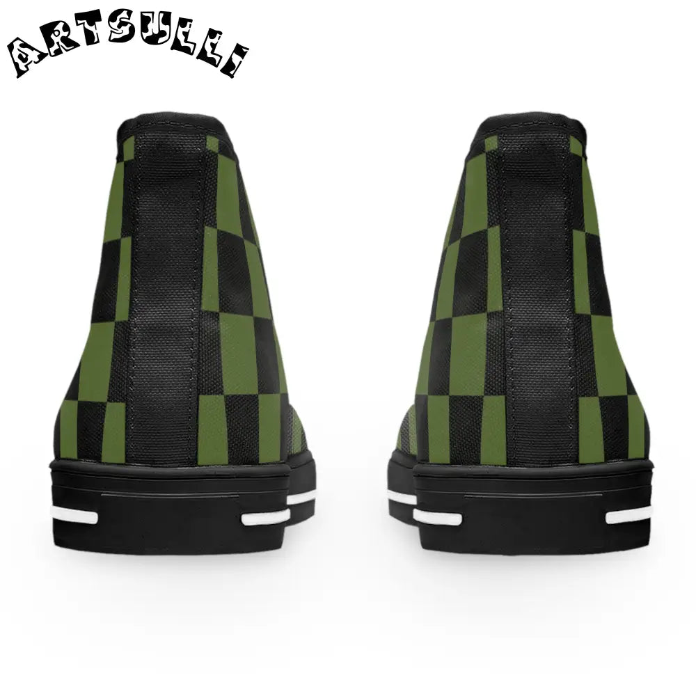 JAKKOUTTHEBXX Checkerboard Olive Green and Black Women’s High Top