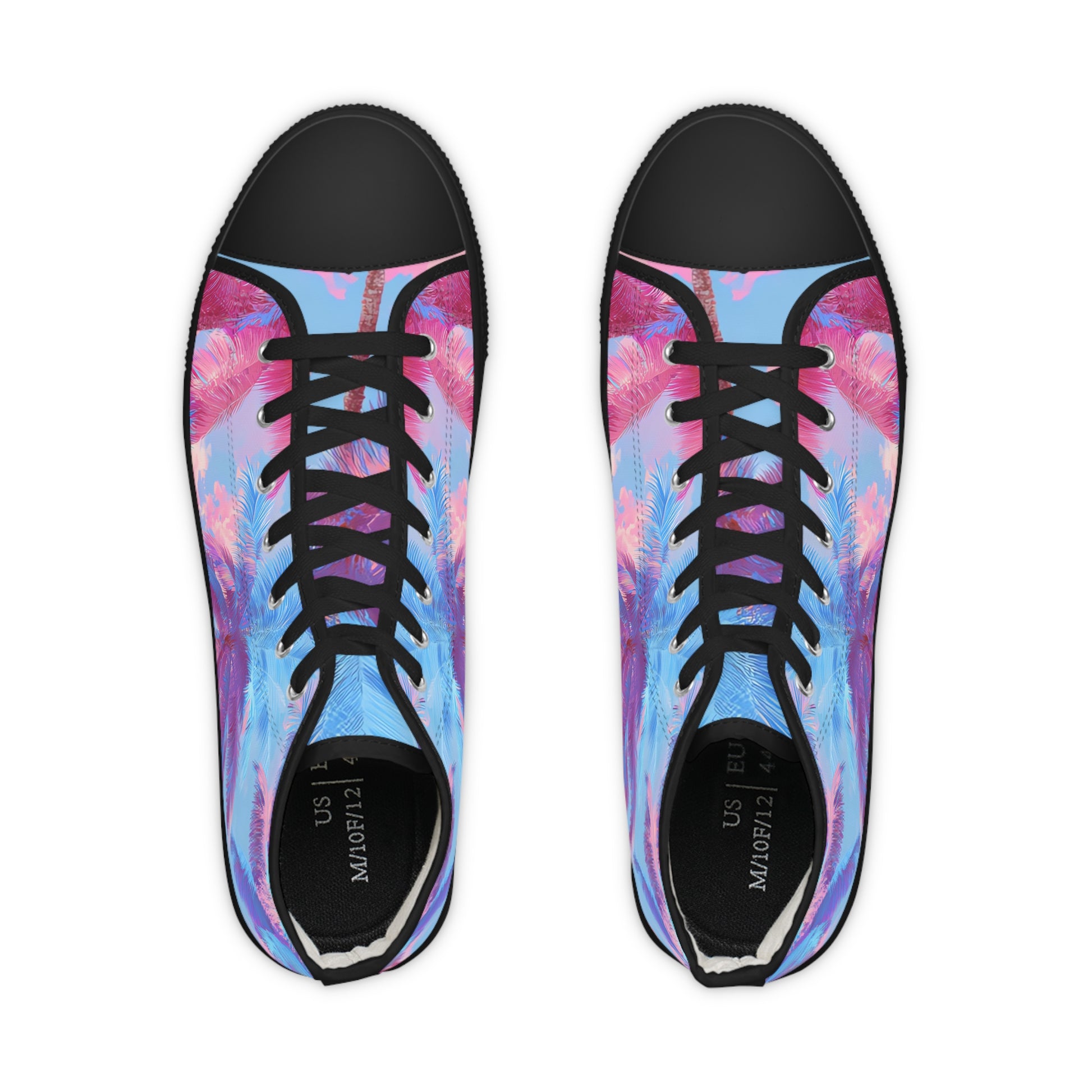 Ethereal Pastel Palms II Blue and Pink Men's High Top Sneakers, Artsulli - Art is Long, Life is Short, Shoes, , , , , , , 