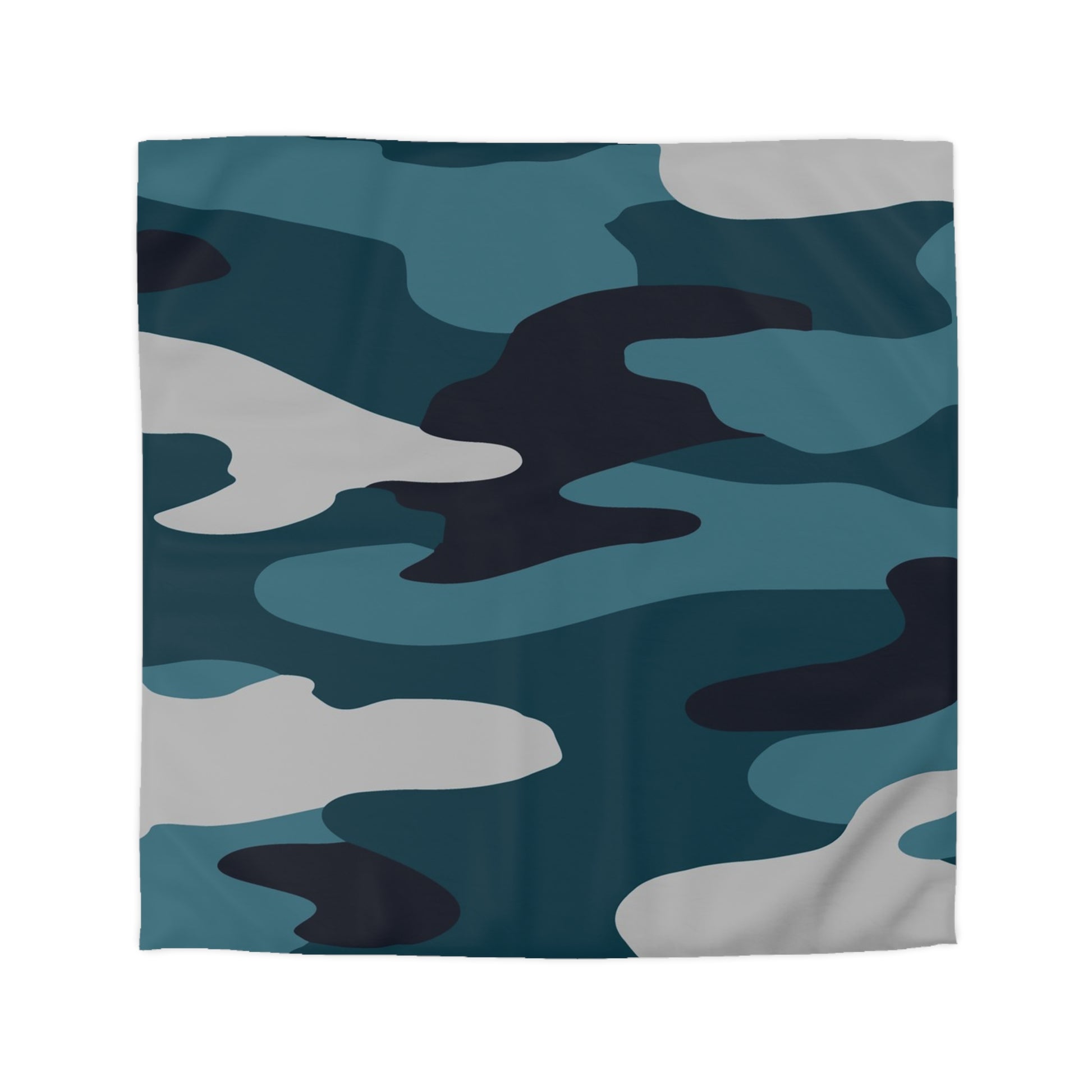 Blue Camouflage Microfiber Duvet Cover, Artsulli - Art is Long, Life is Short, Home Decor, Size, Queen, Color, Cream, , , 11656406620001