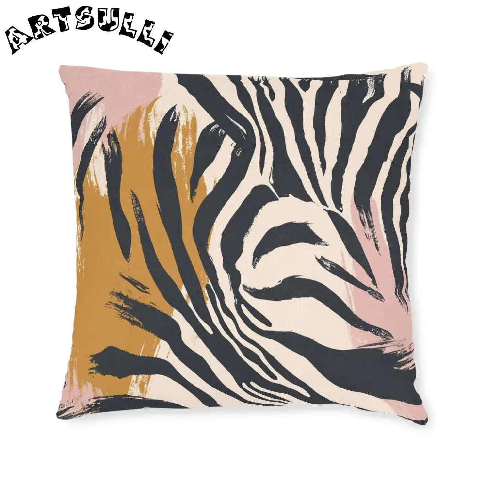 JAKKOUTTHEBXX Abstract Zebra Print Square Pillow in Faux Suede