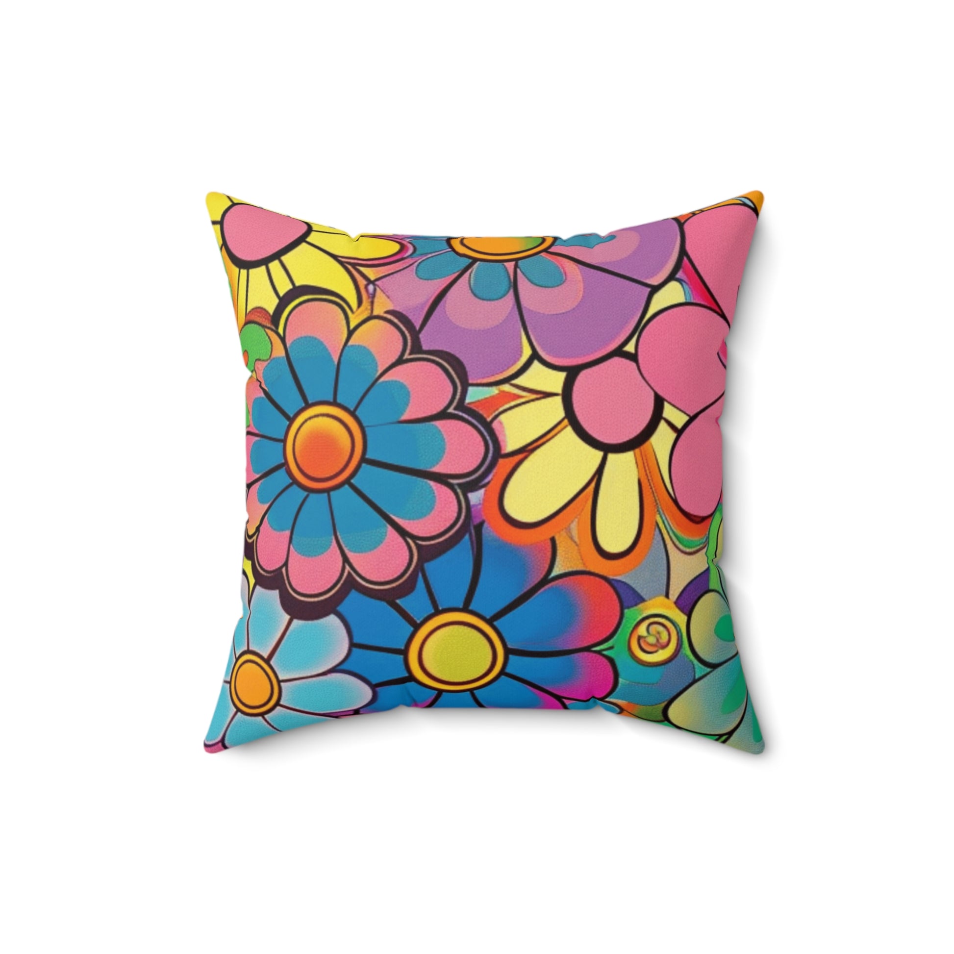 Chromatic Daisy Dream Spun Polyester Square Pillow, Artsulli - Art is Long, Life is Short, Home Decor, , , , , , , 