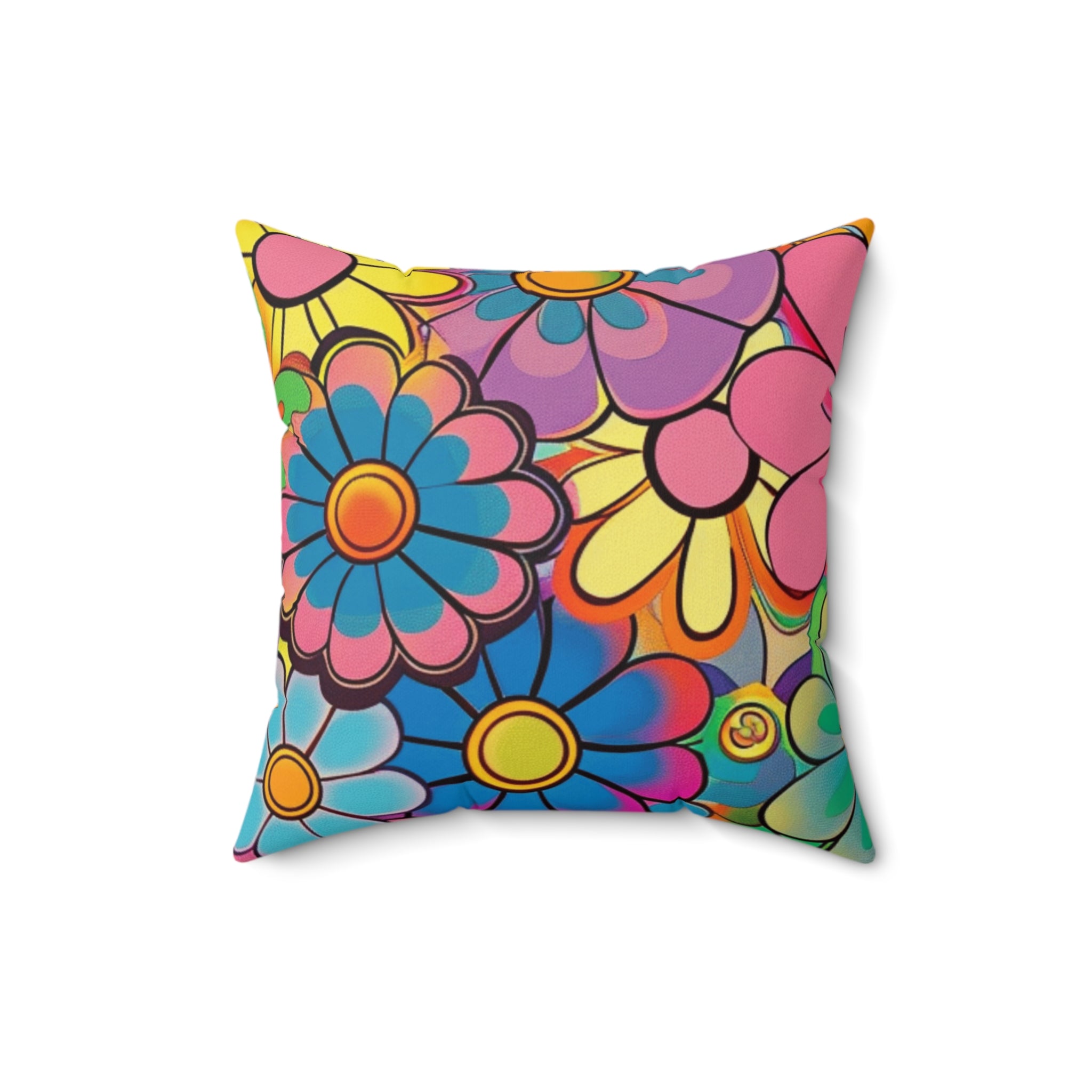 Chromatic Daisy Dream Spun Polyester Square Pillow, Artsulli - Art is Long, Life is Short, Home Decor, , , , , , , 