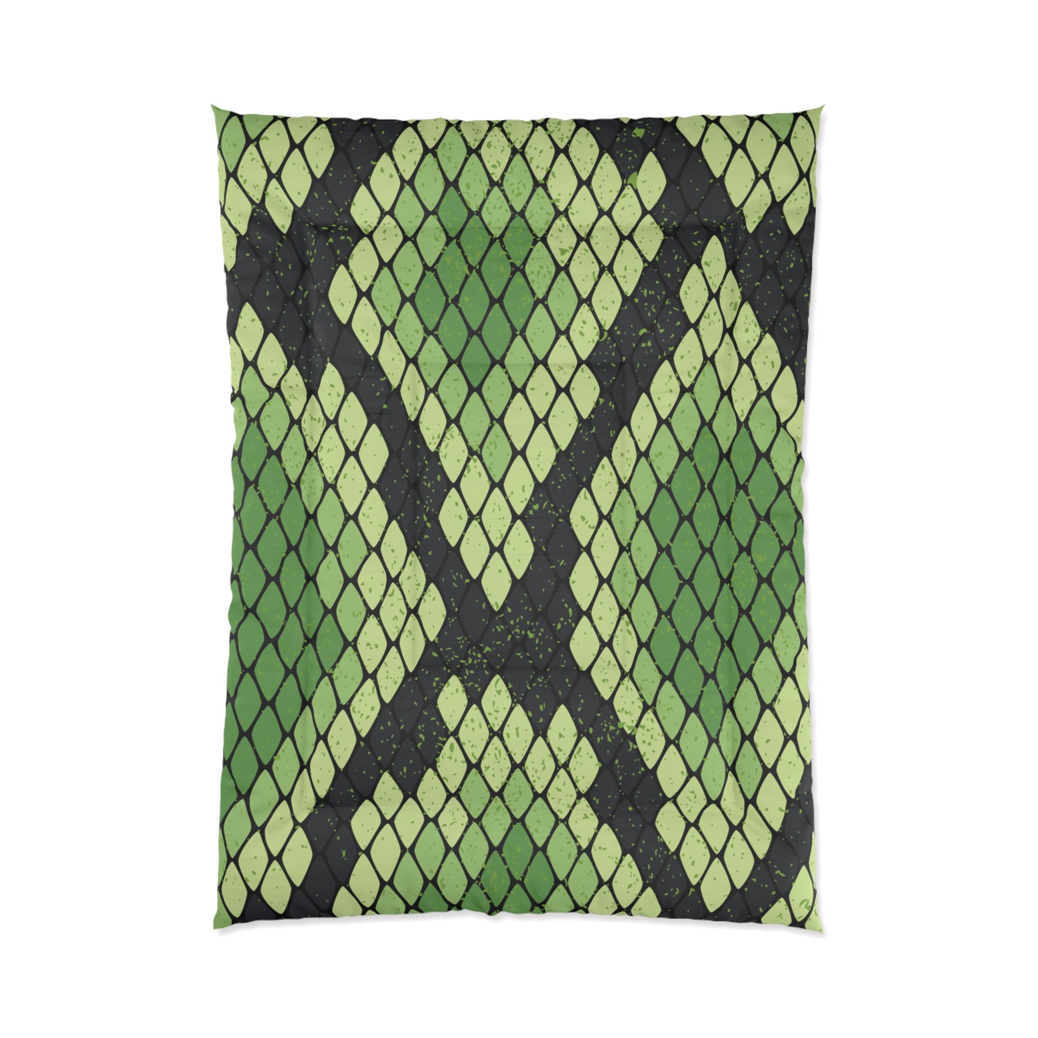 Snake Skin Green and Black Comforter, Artsulli - Art is Long, Life is Short, Home Decor, Size, 68" × 92", , , , , 11156544813408