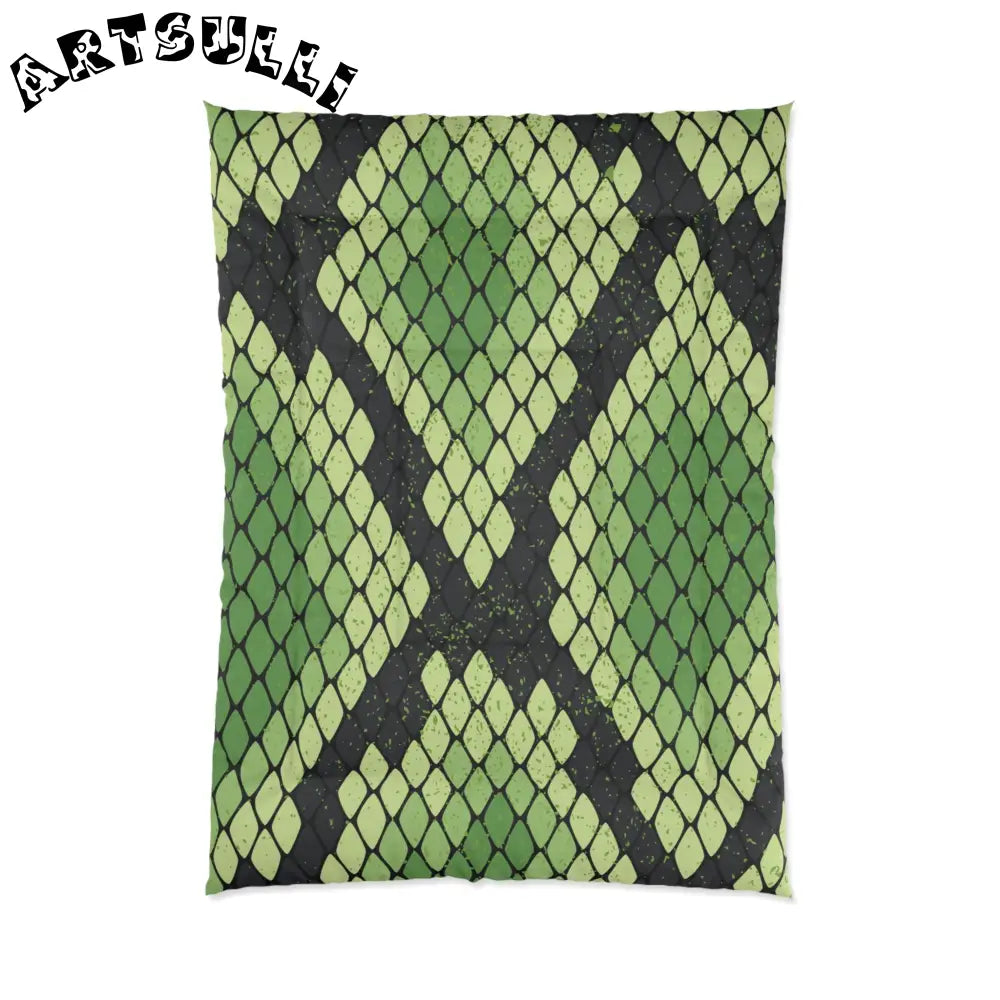 JAKKOUTTHEBXX Snake Skin Green and Black Comforter JAKKOUTTHEBXX