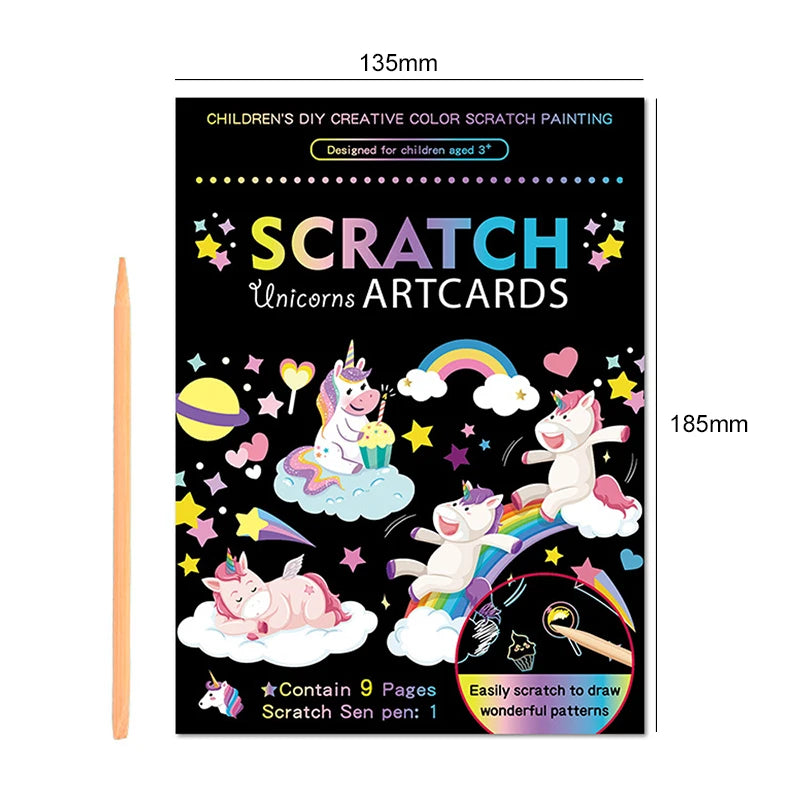 Children Scratch Painting Set Cartoon Colorful Card DIY Drawing Toys Early Education Template Art Supplies Birthday Gifts TMZ