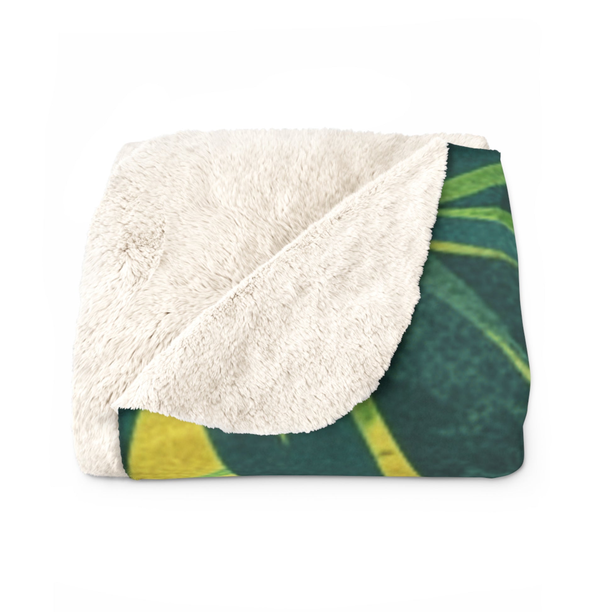 Green Leaf x Yellow Leaf x Tropical x Jungle Sherpa Fleece Blanket, Artsulli - Art is Long, Life is Short, Home Decor, , , , , , , 