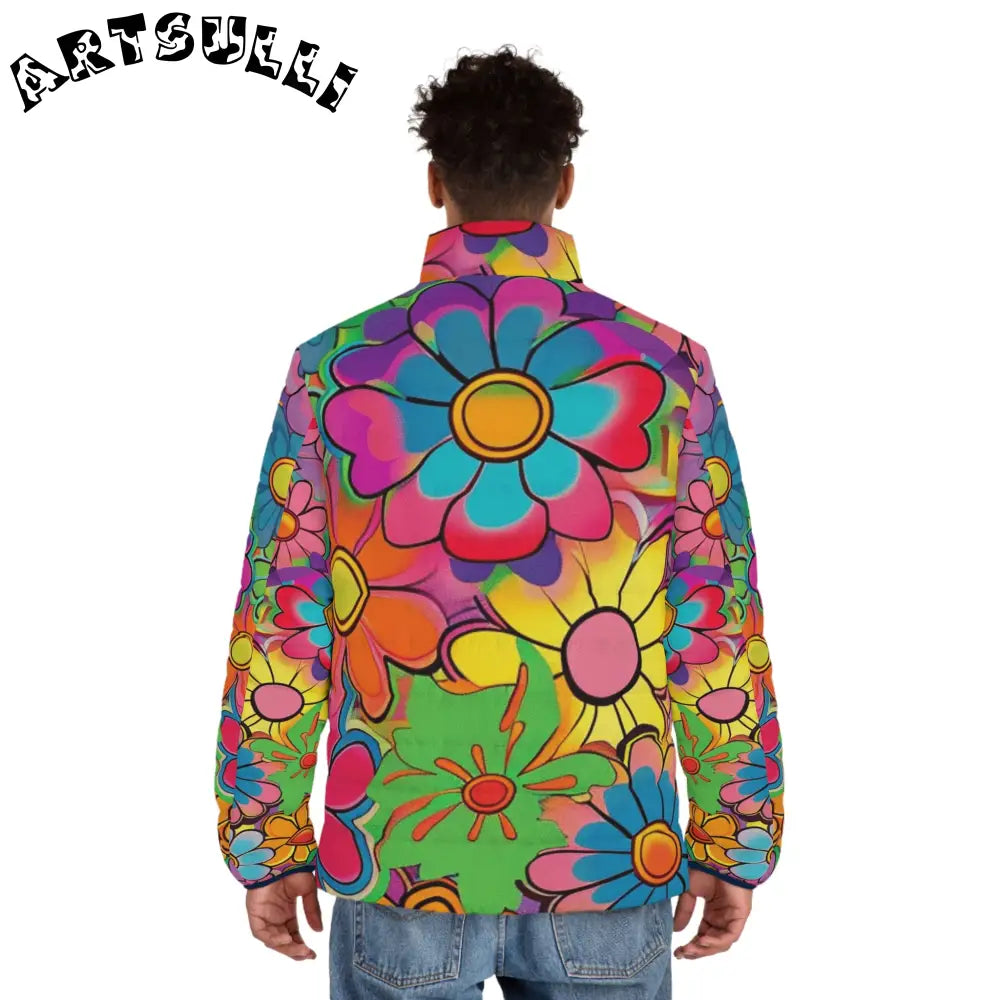 JAKKOUTTHEBXX Chromatic Daisy Dream Men’s Puffer Jacket (AOP)