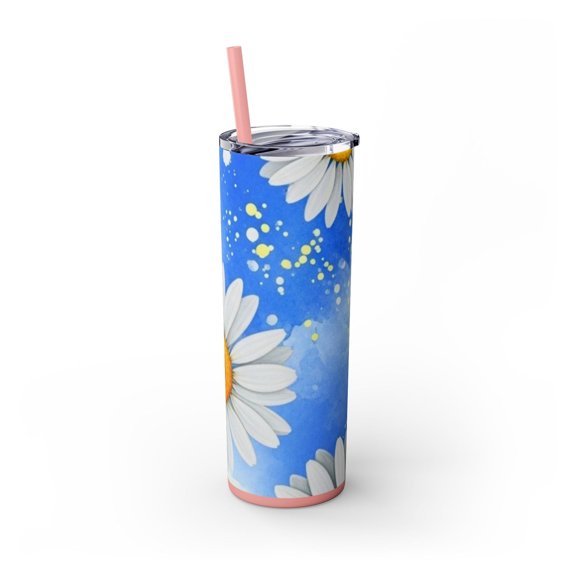 Daisies Skinny Tumbler with Straw, 20oz, Artsulli - Art is Long, Life is Short, Mug, , , , , , , 