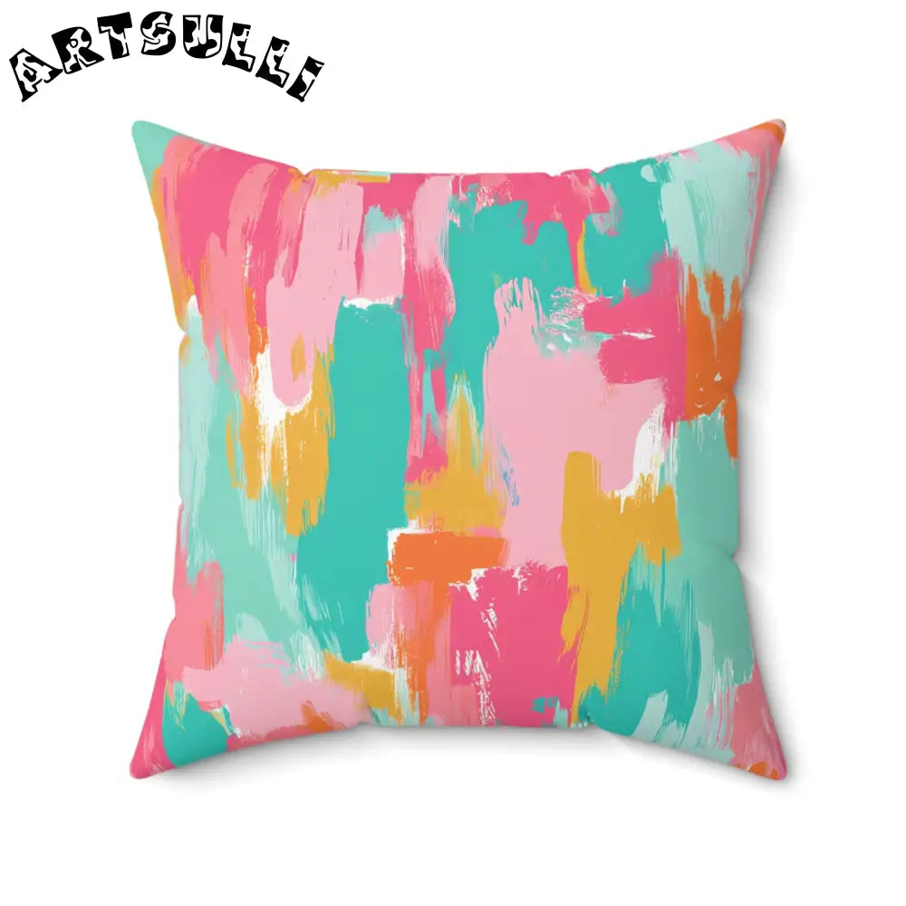 JAKKOUTTHEBXX Preppy Pixel Bloom Spun Polyester Square Pillow