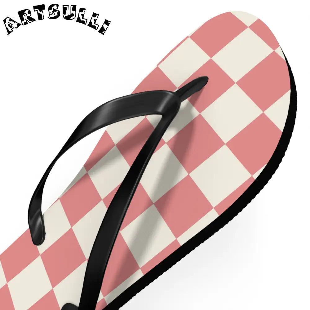 JAKKOUTTHEBXX Retro Checkered Grassland Sprites Flip Flops