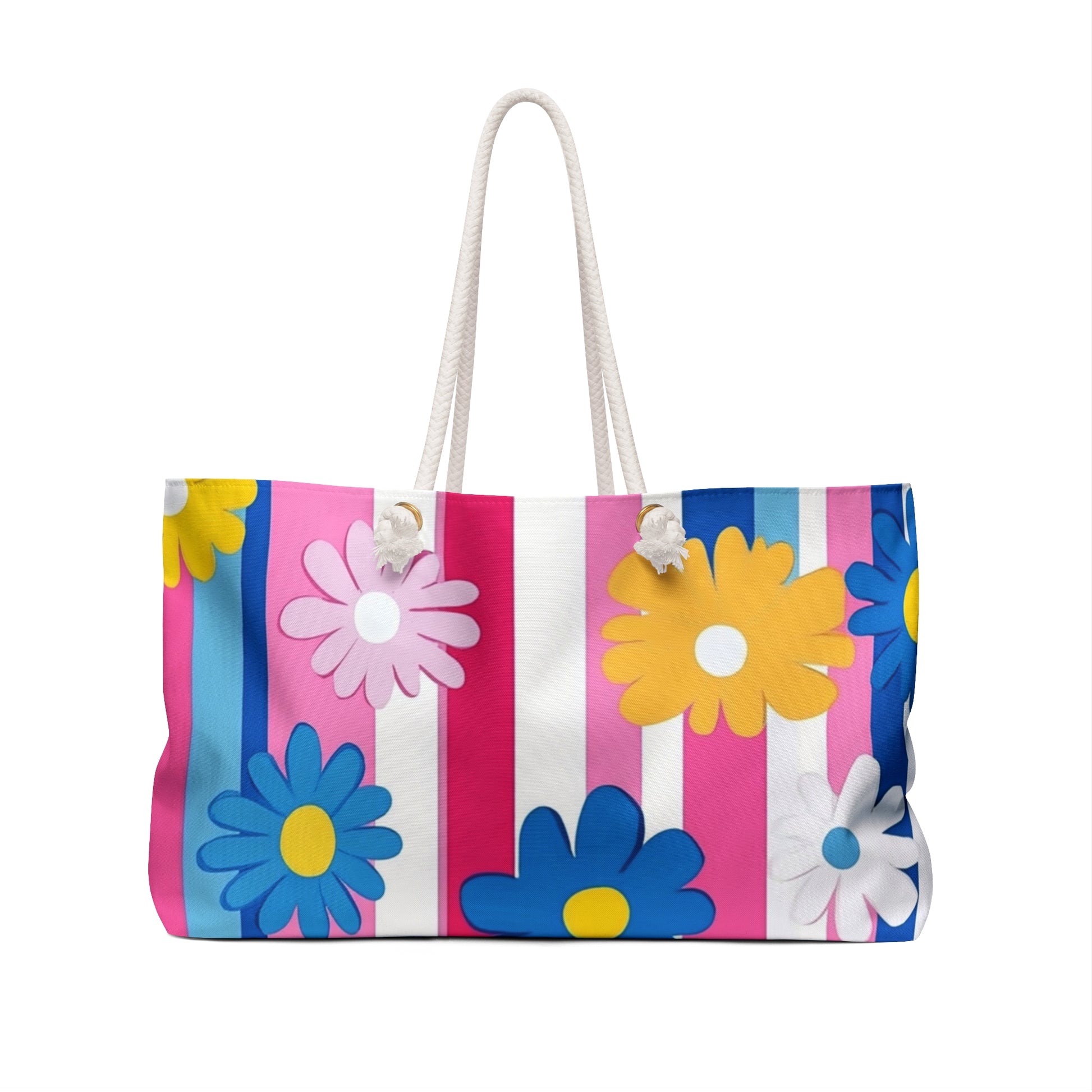 Flowers x Stripes II Multi-Color Weekender Bag, Artsulli - Art is Long, Life is Short, Bags, , , , , , , 