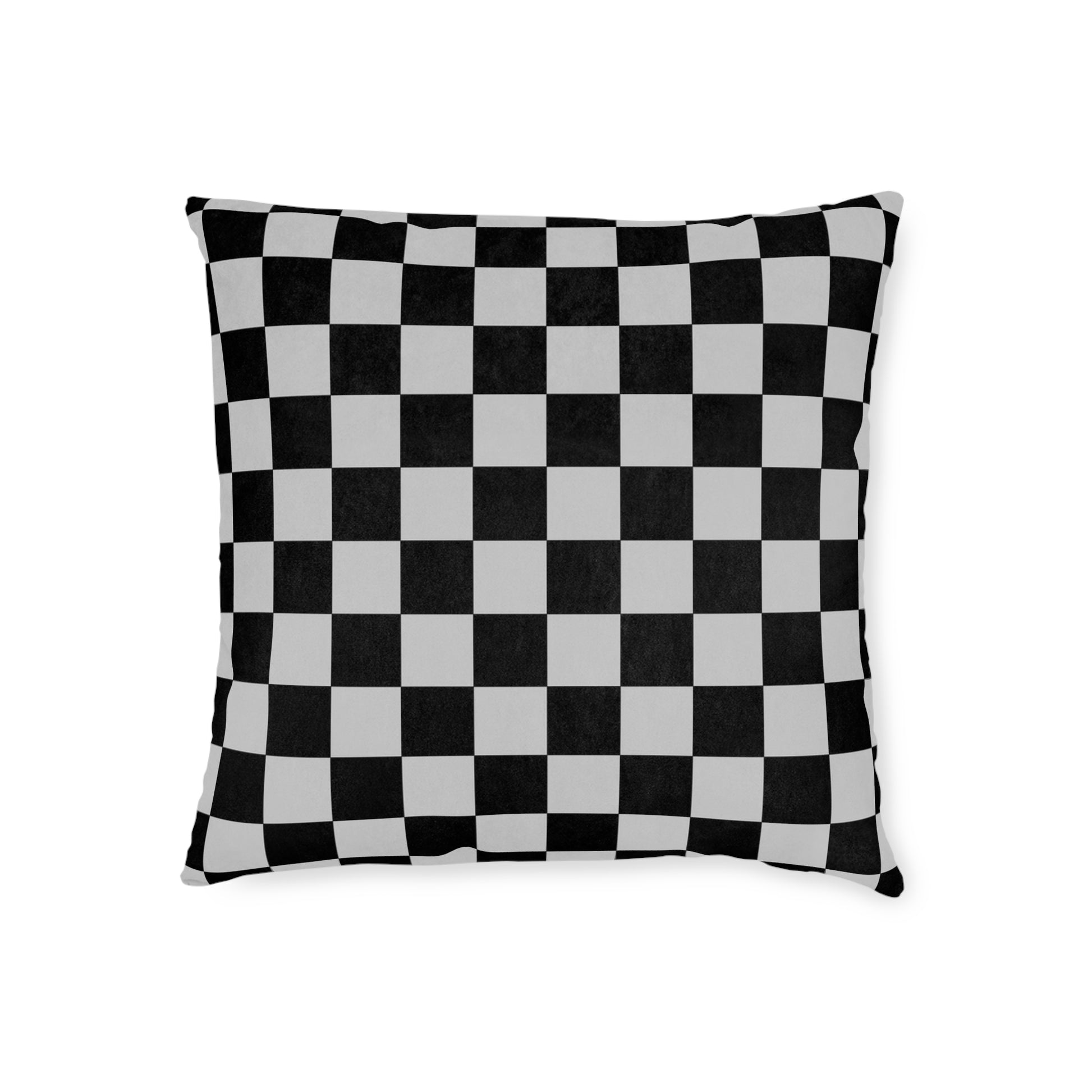 Checkerboard Dada Black and Light Gray Square Pillow, Artsulli - Art is Long, Life is Short, Home Decor, , , , , , , 