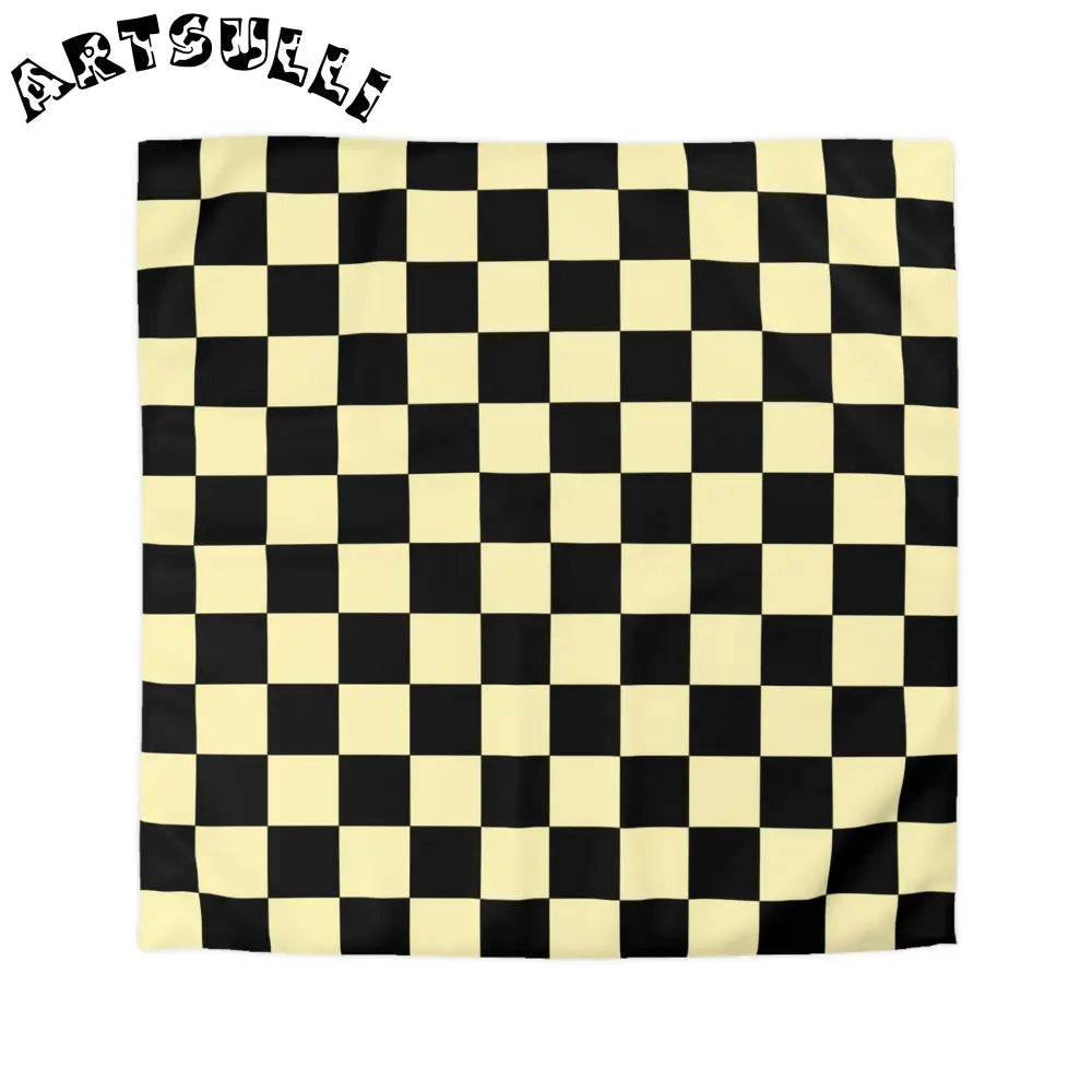 JAKKOUTTHEBXX Checkerboard Black and Yellow Microfiber Duvet Cover