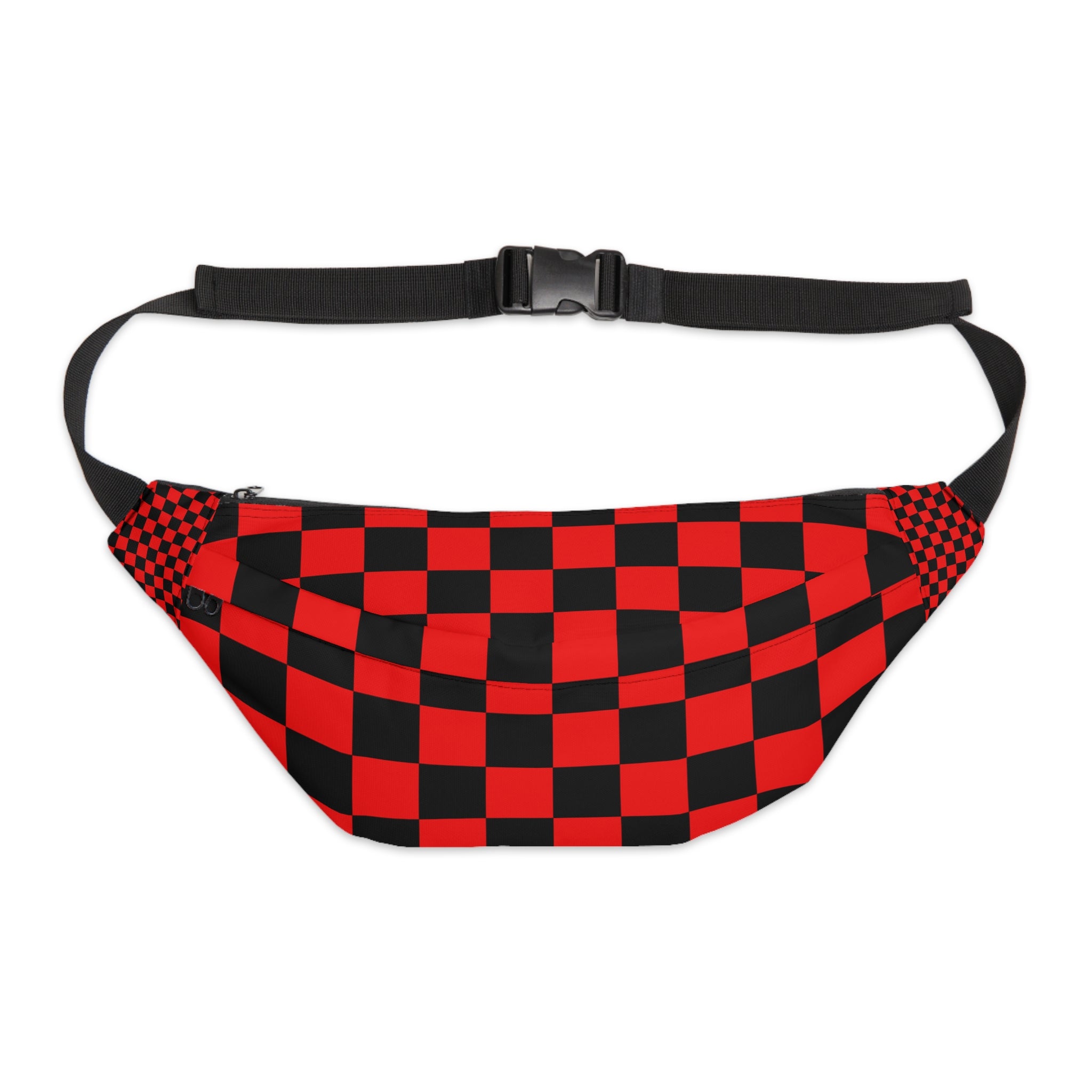 Checkerboard Red and Black Large Fanny Pack, Artsulli - Art is Long, Life is Short, Bags, Size, 8" × 9" × 4'', , , , , 31682274179934421104
