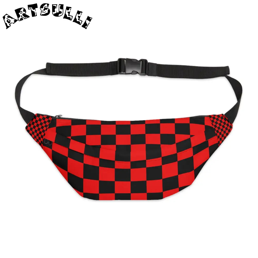 JAKKOUTTHEBXX Checkerboard Red and Black Large Fanny Pack