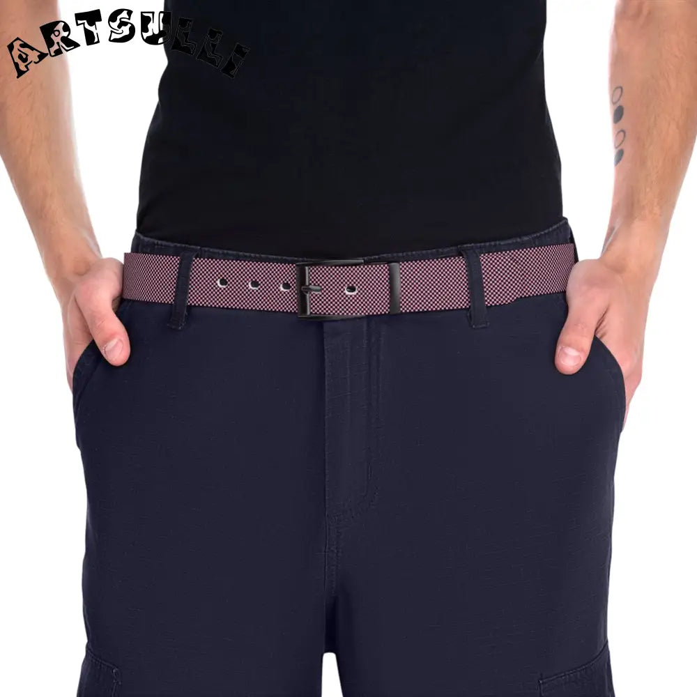 JAKKOUTTHEBXX Checkerboard Black and Pink Belt JAKKOUTTHEBXX