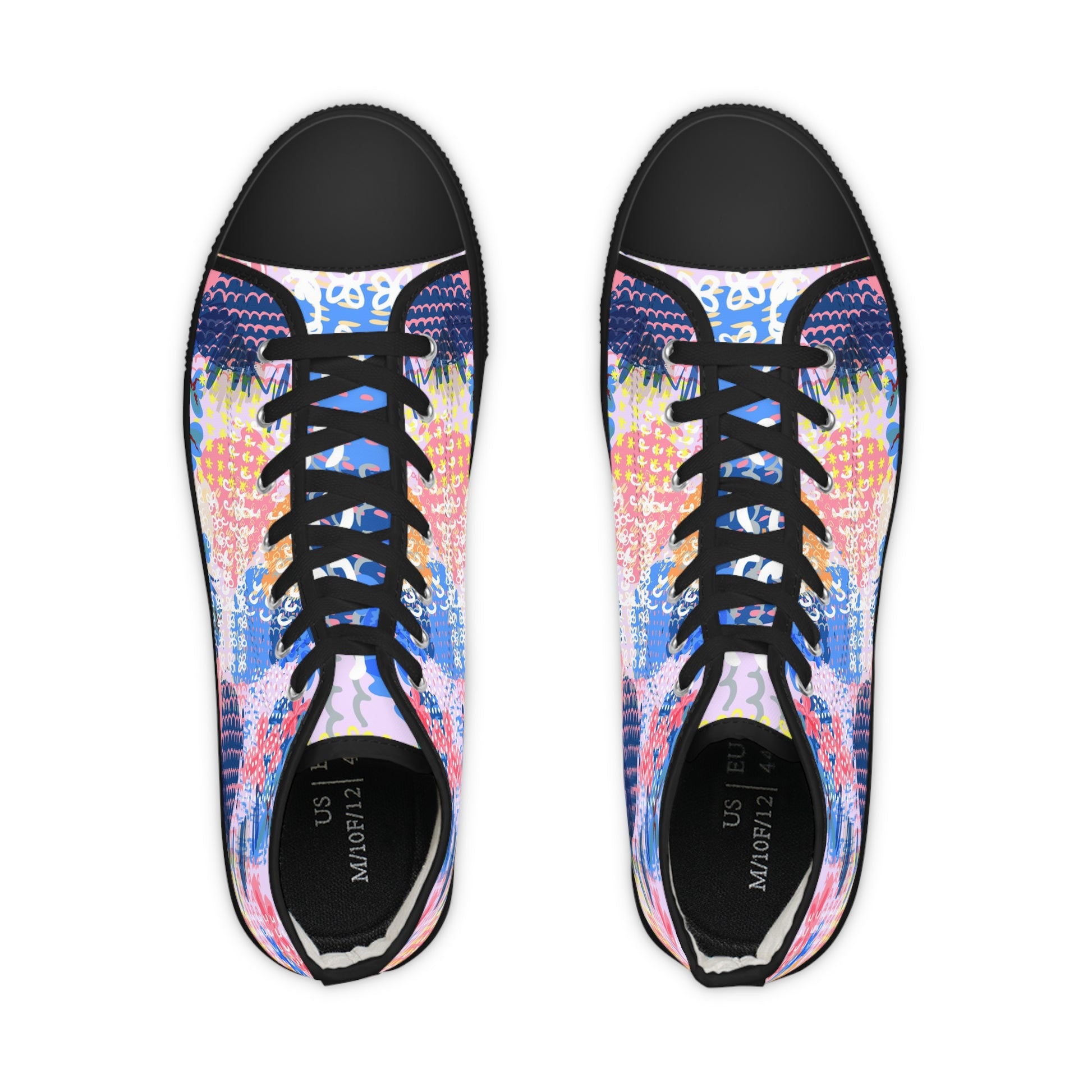 Flowers x Doodles x Hearts Multi-Color II Men's High Top Sneakers, Artsulli - Art is Long, Life is Short, Shoes, , , , , , , 