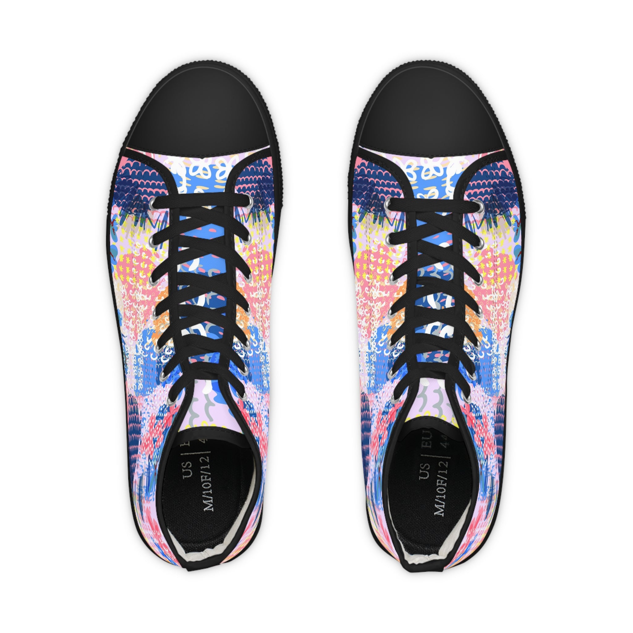 Flowers x Doodles x Hearts Multi-Color II Men's High Top Sneakers, Artsulli - Art is Long, Life is Short, Shoes, , , , , , , 