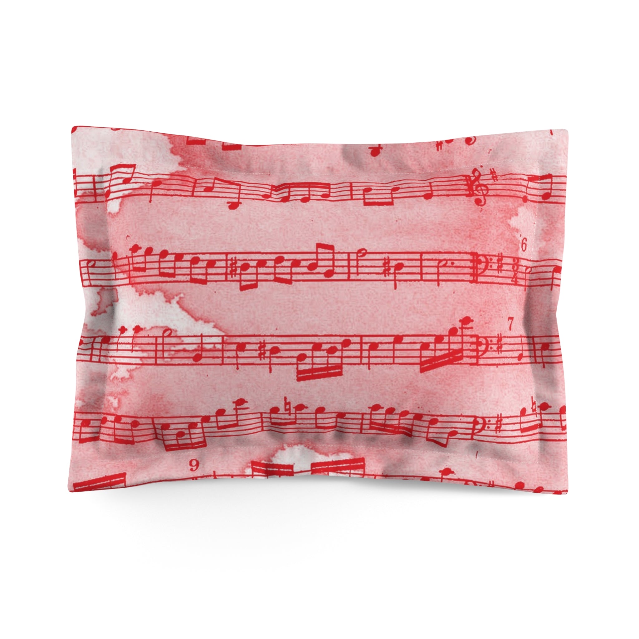 Drip Spill Type Beat Sheet Music Red Microfiber Pillow Sham, Artsulli - Art is Long, Life is Short, Home Decor, Size, Standard, , , , , 17630774561370550623