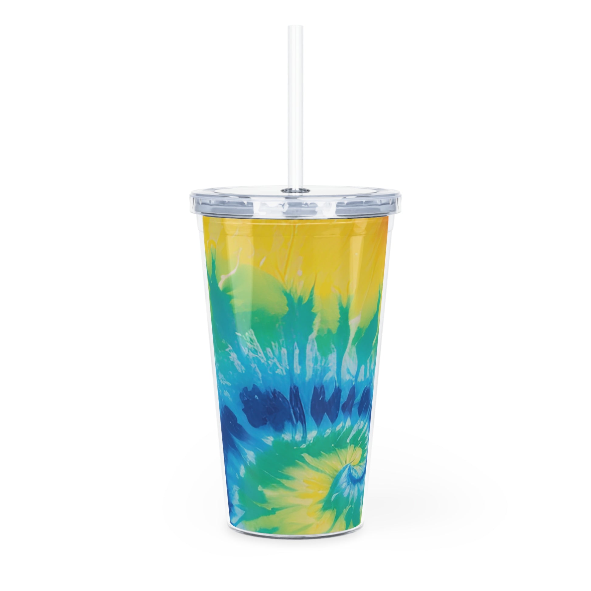 Tie Dye Plastic Tumbler with Straw, Artsulli - Art is Long, Life is Short, Mug, , , , , , , 