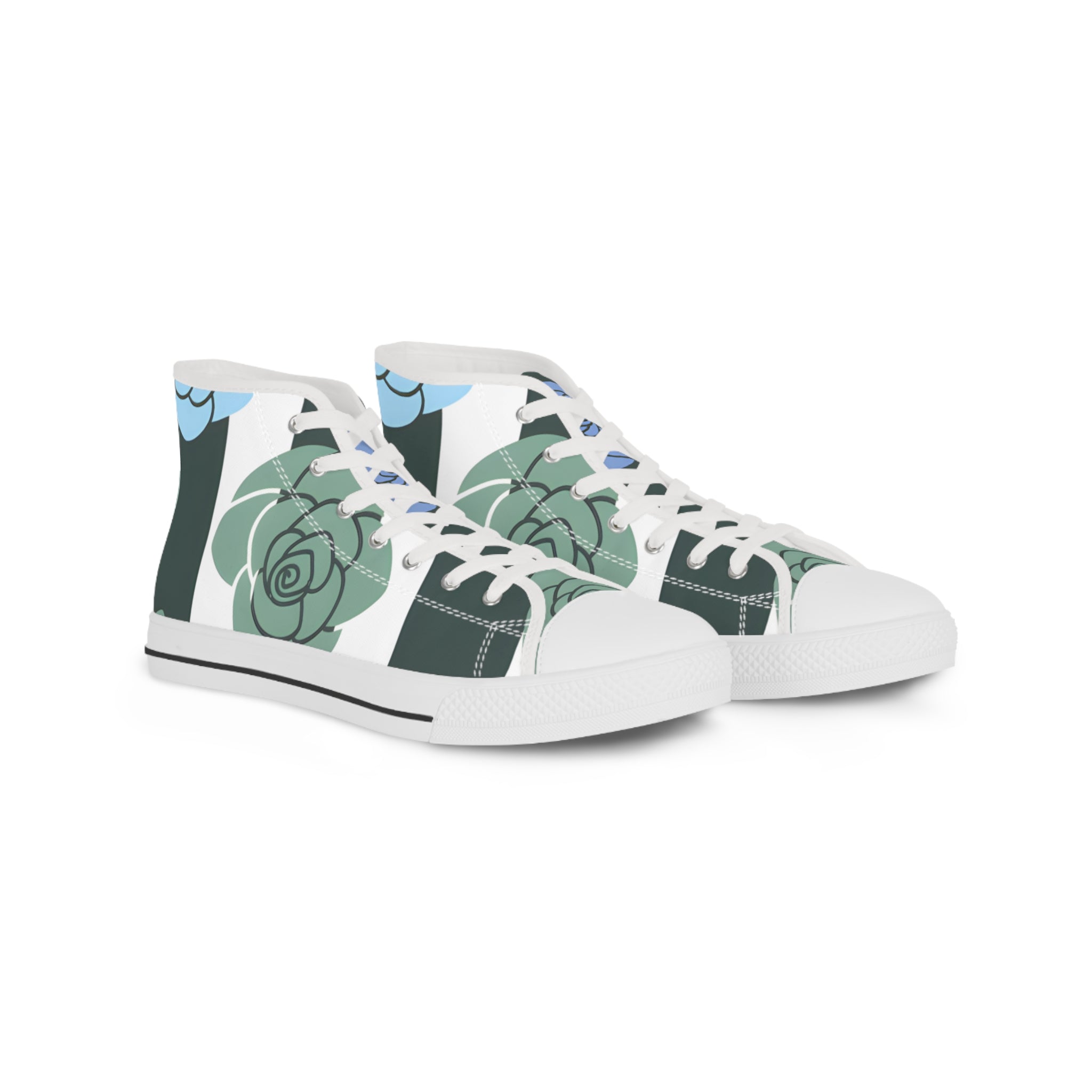 Stripes x Roses Black and White Men's High Top Sneakers, Artsulli - Art is Long, Life is Short, Shoes, Size, US 5, Color, White sole, , , 11710068850293