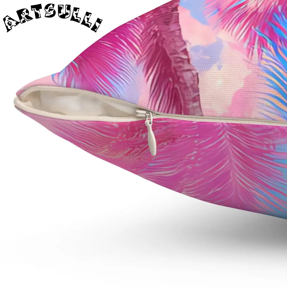 JAKKOUTTHEBXX Ethereal Pastel Palms Spun Polyester Square Pillow