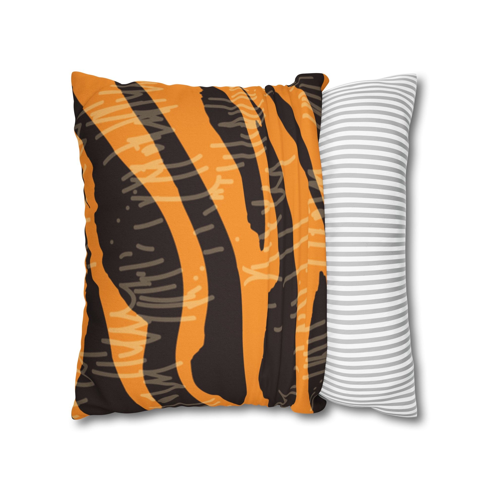 Tiger Scratches Orange & Black Spun Polyester Square Pillowcase, Artsulli - Art is Long, Life is Short, Home Decor, , , , , , , 