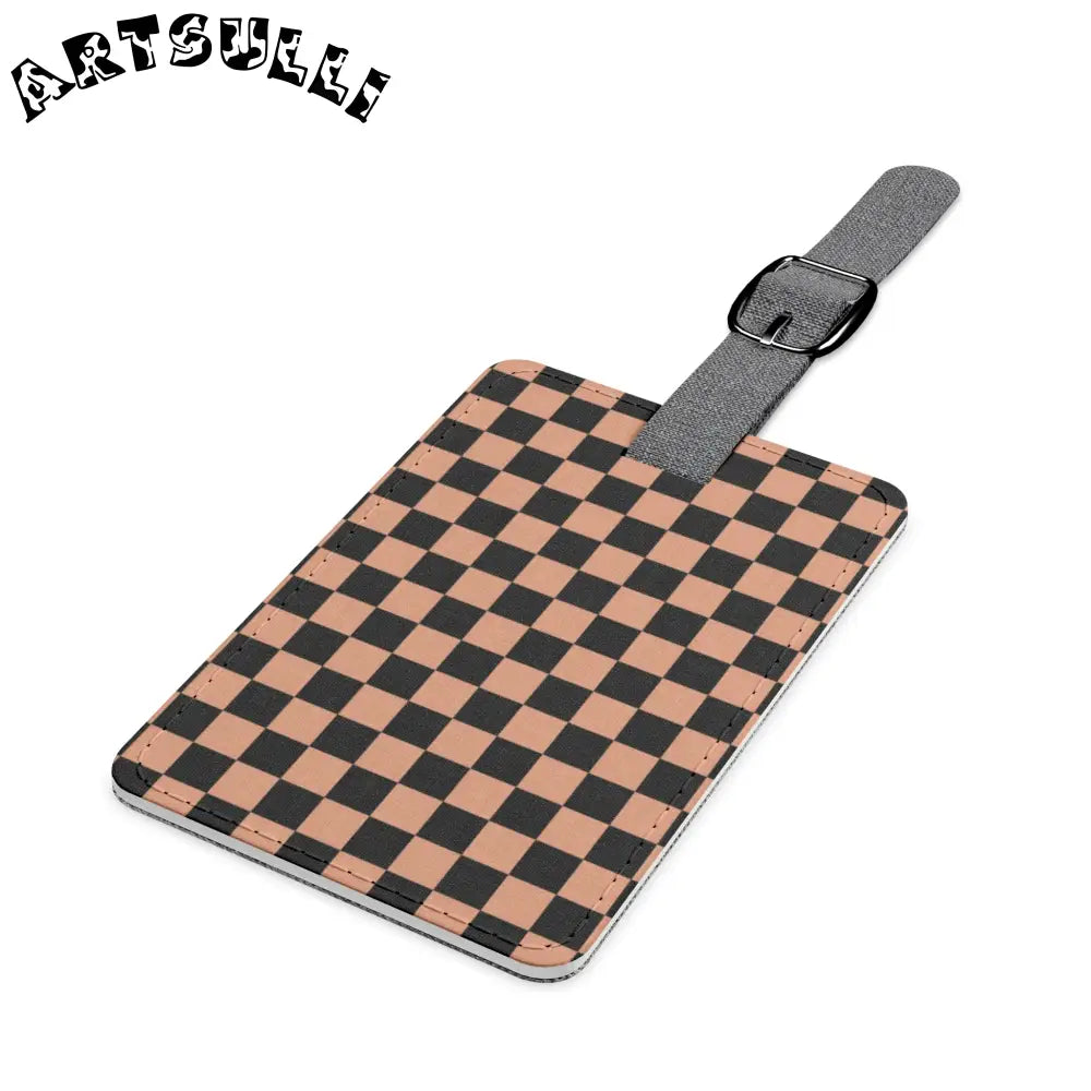 JAKKOUTTHEBXX Checkerboard Soft Orange and Black Saffiano Polyester