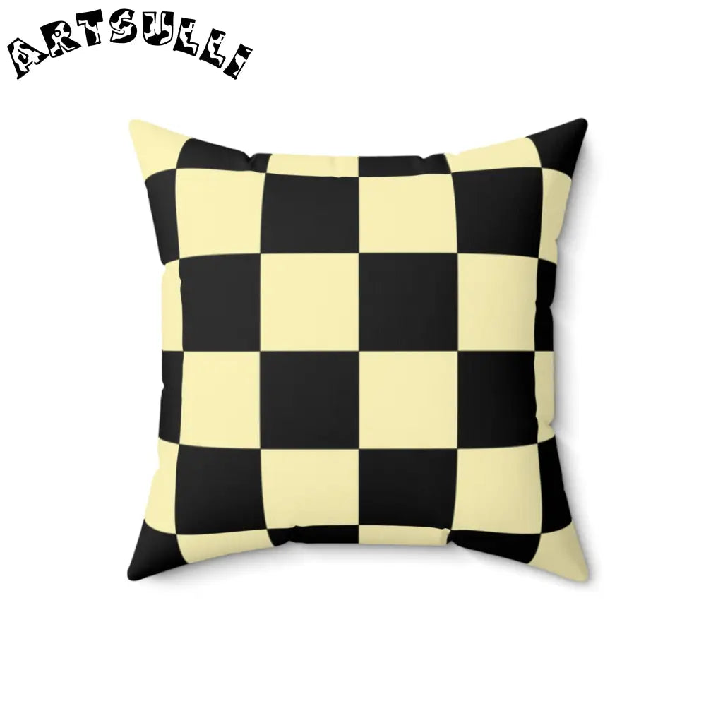 JAKKOUTTHEBXX Checkerboard Black and Yellow Spun Polyester Square