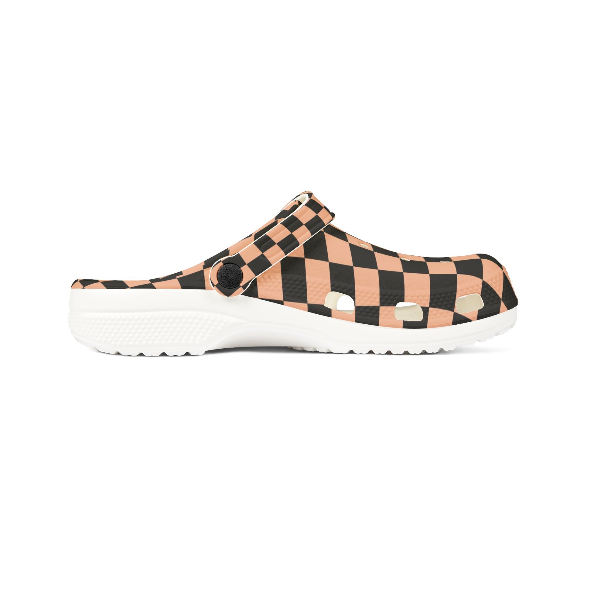 Checkerboard II Soft Orange and Black EVA Foam Rubber Shoes (AOP), Artsulli - Art is Long, Life is Short, Shoes, , , , , , , 