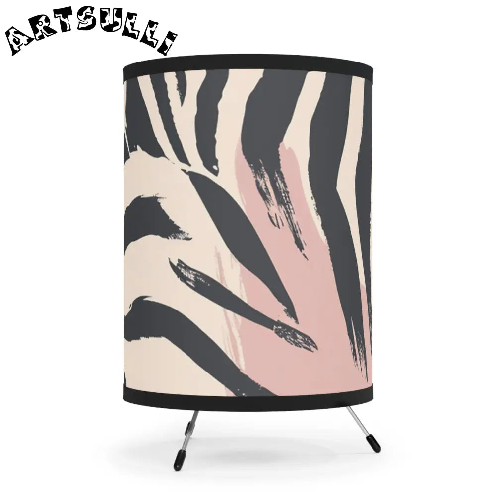 JAKKOUTTHEBXX Cylindrical Zebra Print Tripod Lamp in Black Tan and Cream 2025