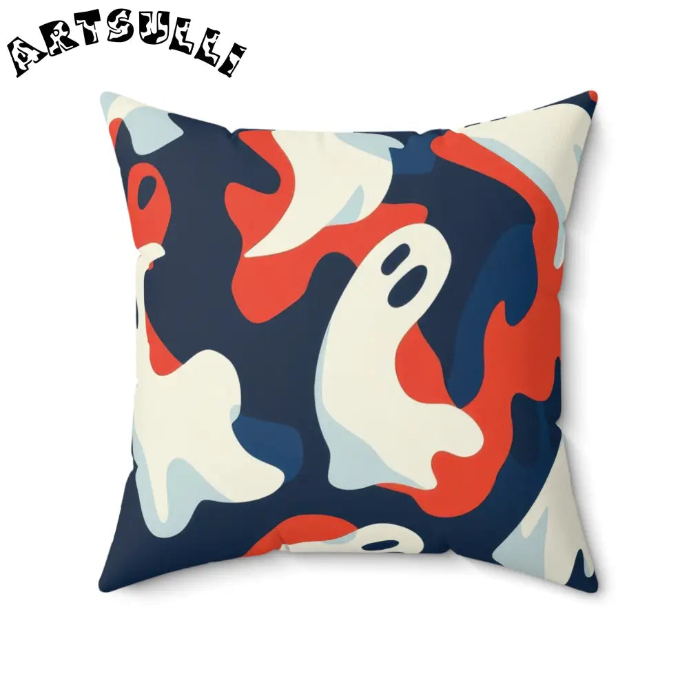 JAKKOUTTHEBXX Camo Ghosts Faux Suede Square Pillow JAKKOUTTHEBXX