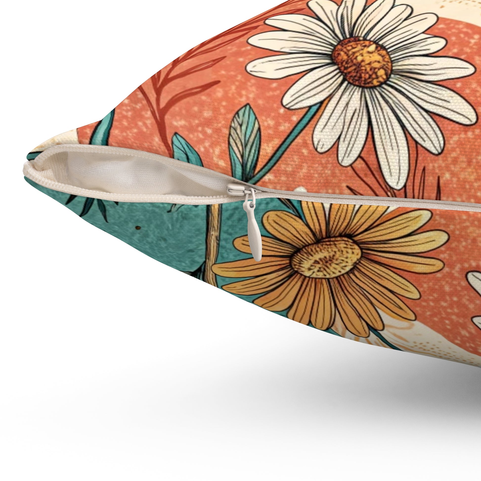 Retro Daisy Dream Spun Polyester Square Pillow, Artsulli - Art is Long, Life is Short, Home Decor, , , , , , , 