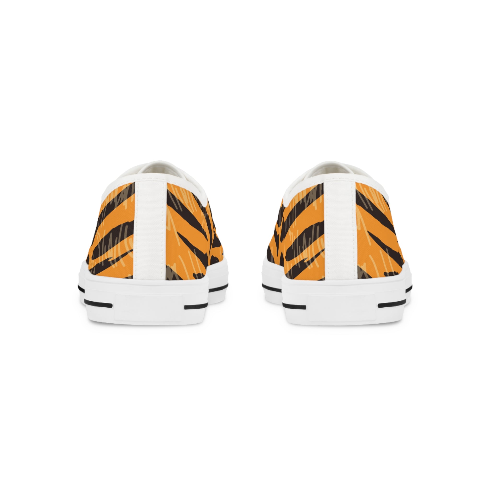 Tiger Scratches Orange and Black Men's Low Top Sneakers, Artsulli - Art is Long, Life is Short, Shoes, , , , , , , 