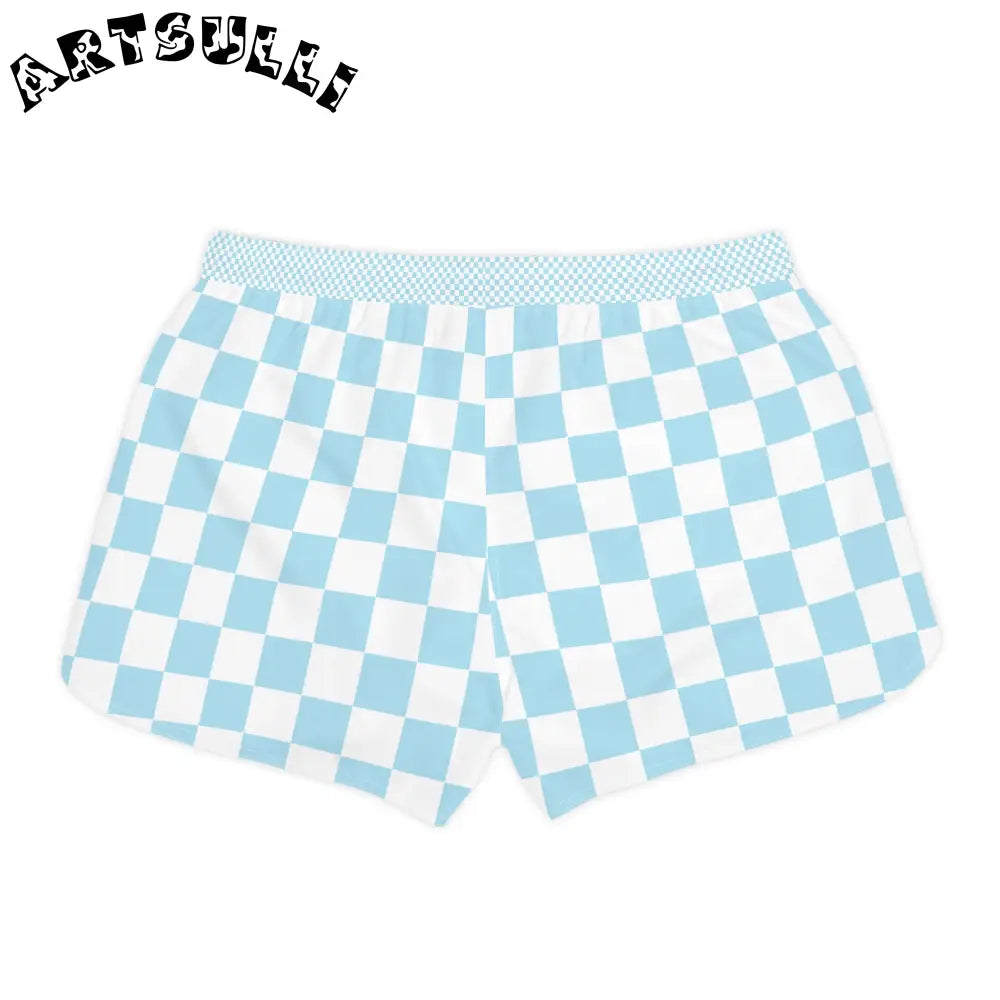 JAKKOUTTHEBXX Checkerboard Light Blue Women’s Casual Shorts (AOP)
