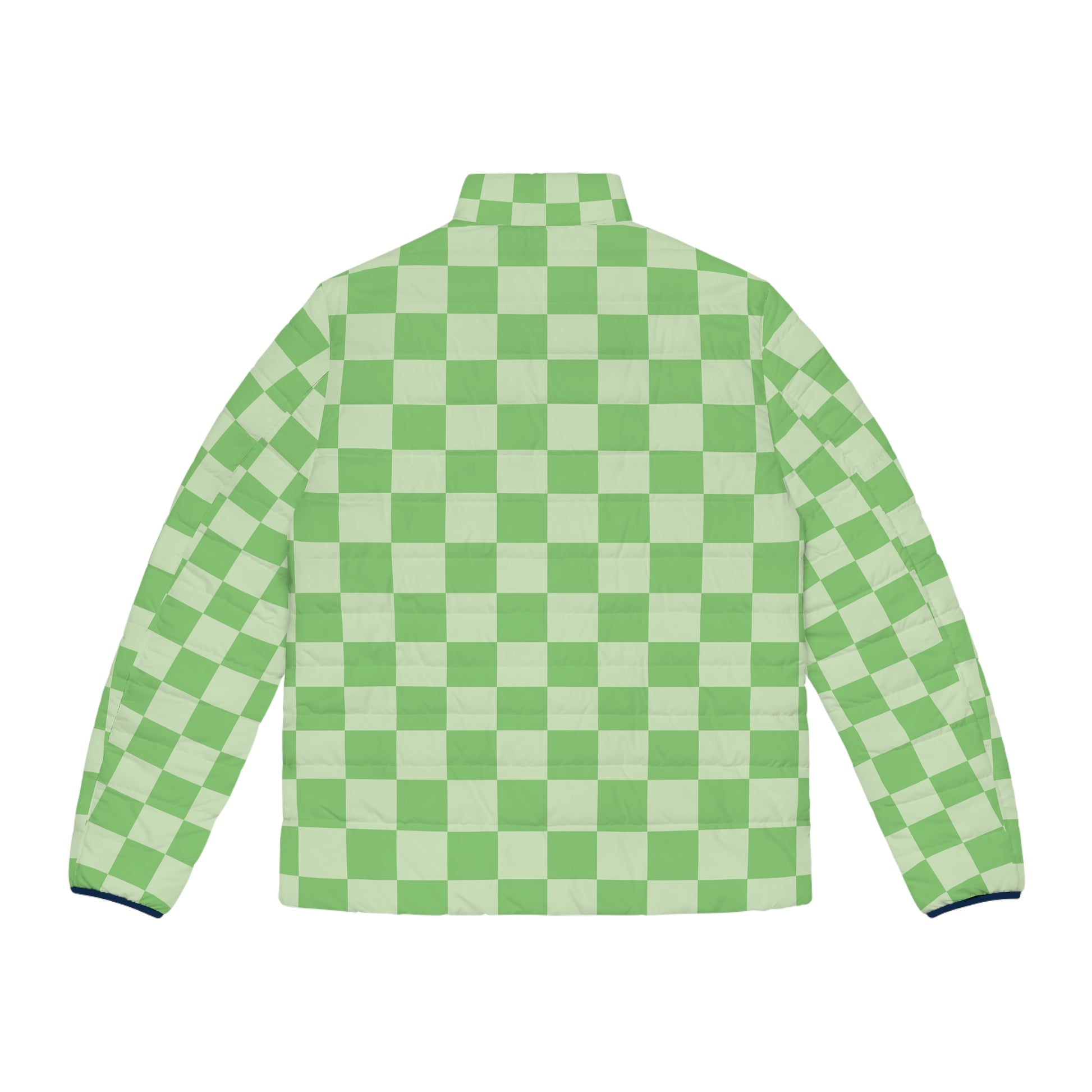 Checkerboard Green Men's Puffer Jacket (AOP), Artsulli - Art is Long, Life is Short, All Over Prints, , , , , , , 