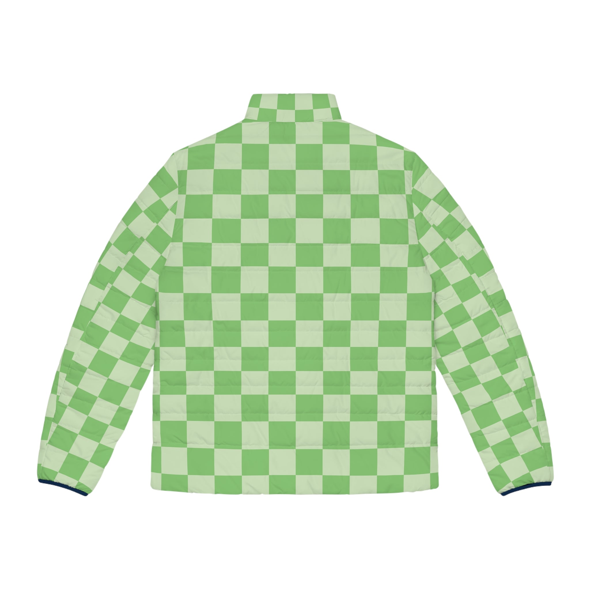 Checkerboard Green Men's Puffer Jacket (AOP), Artsulli - Art is Long, Life is Short, All Over Prints, , , , , , , 