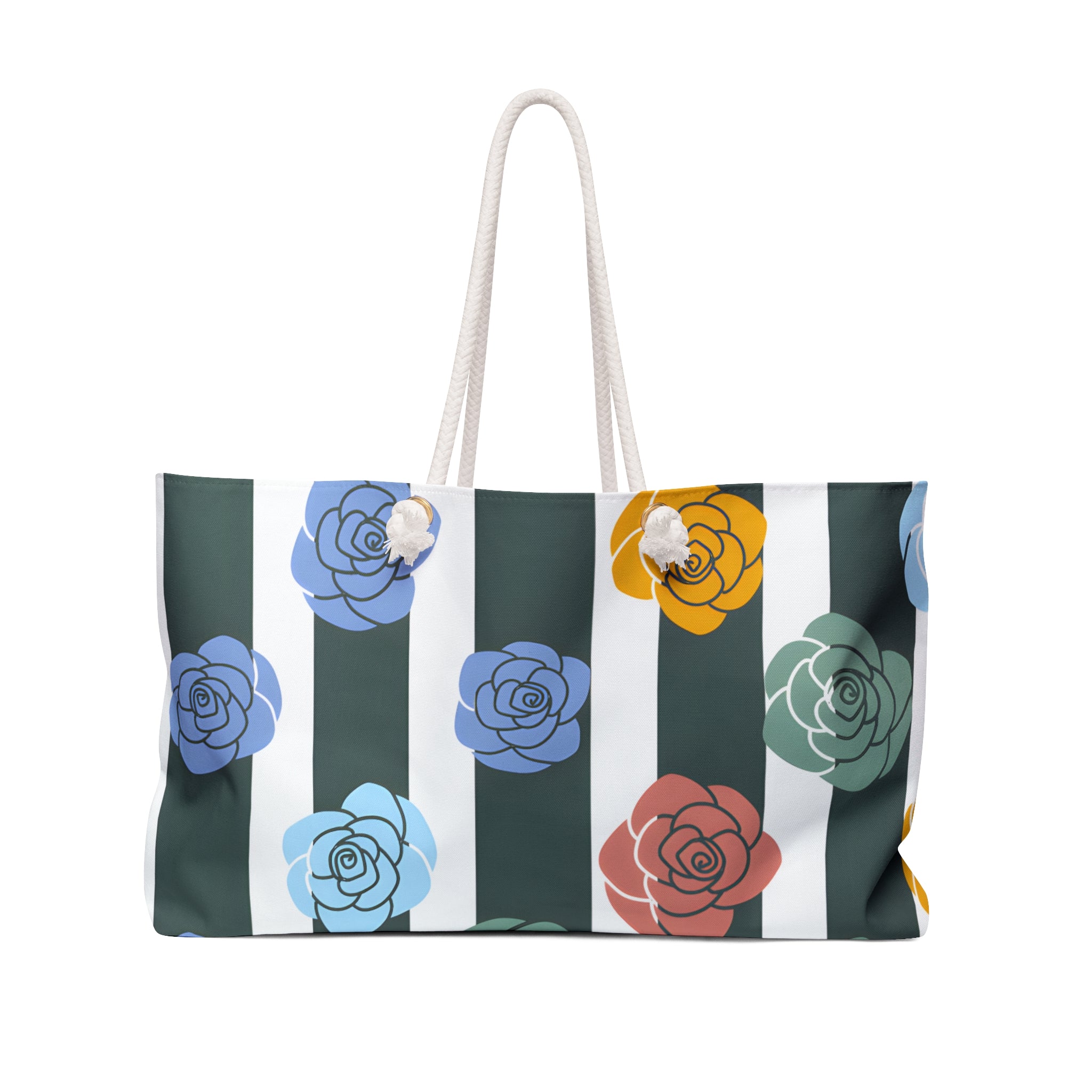 Stripes x Roses II Black and White Weekender Bag, Artsulli - Art is Long, Life is Short, Bags, Size, 24" × 13", , , , , 11912675200124